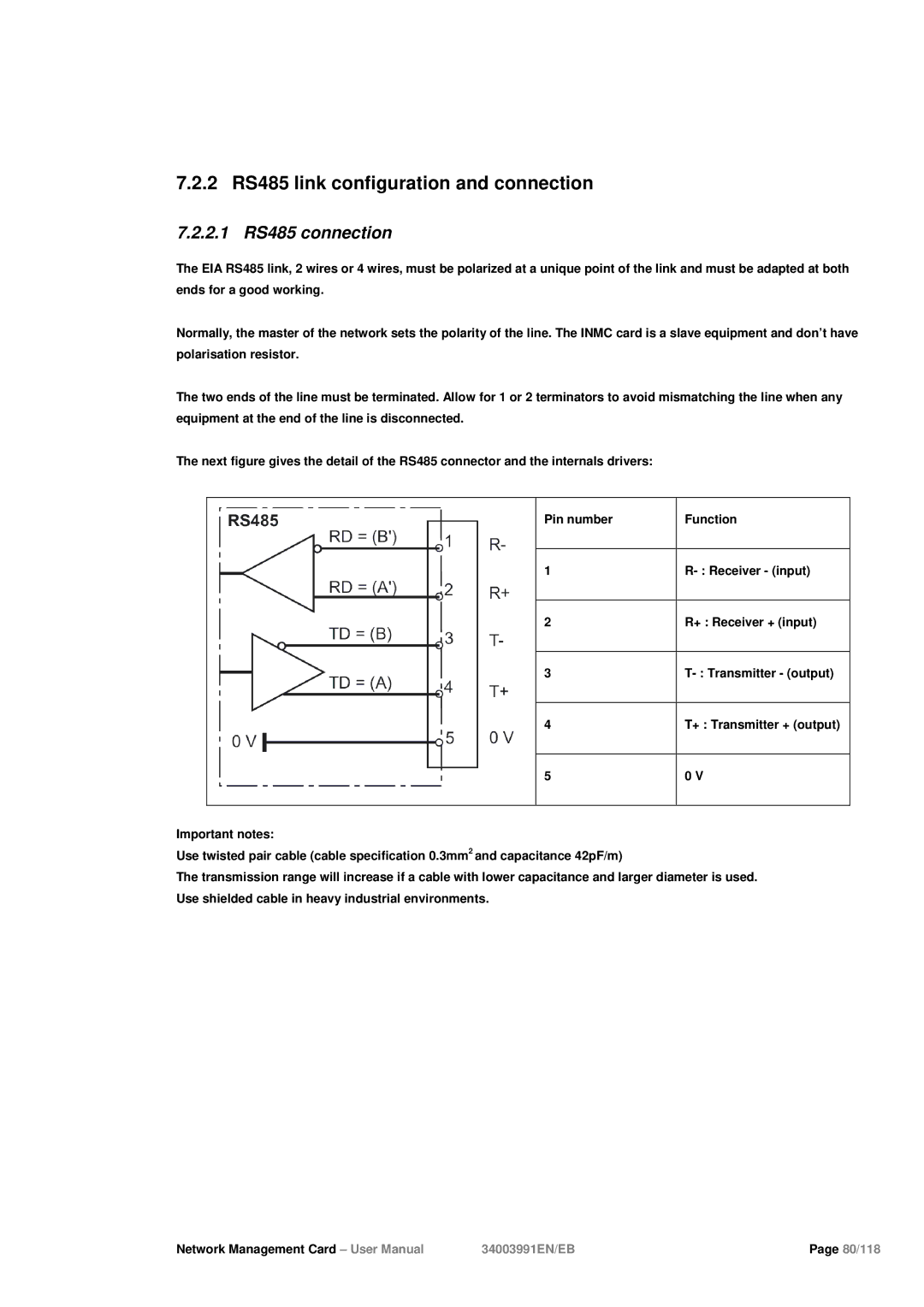 Eaton Electrical 34003991EN/EB user manual 2 RS485 link configuration and connection, 2.1 RS485 connection 