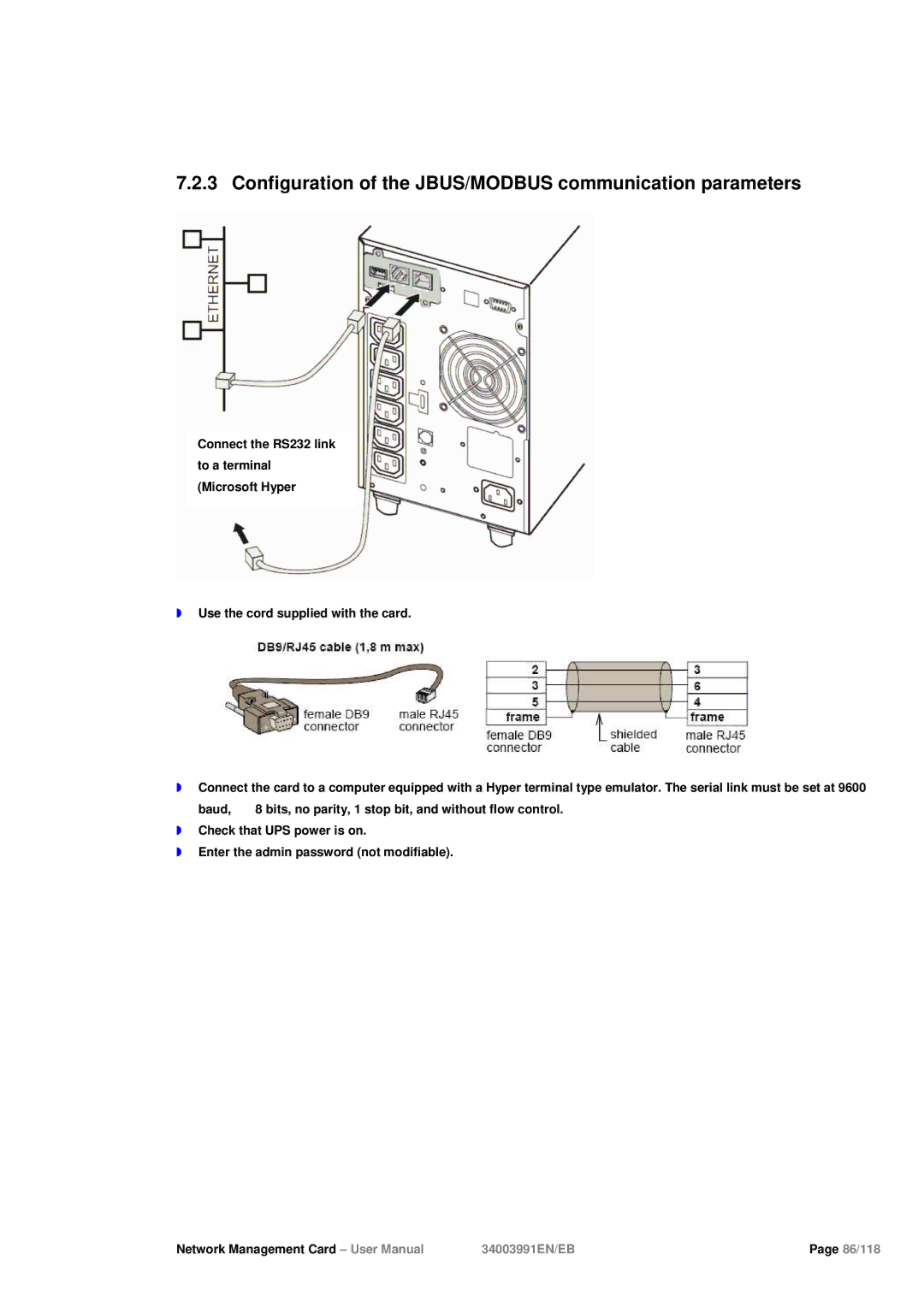 Eaton Electrical 34003991EN/EB user manual Configuration of the JBUS/MODBUS communication parameters 