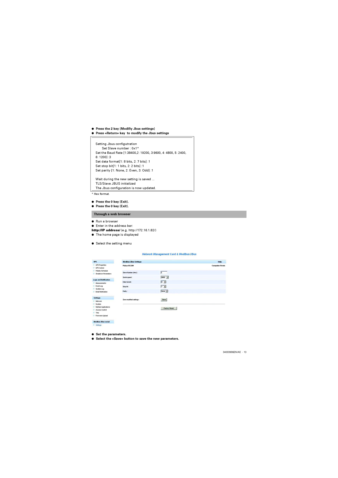 Eaton Electrical 66103 installation manual Press the 0 key Exit Through a web browser 