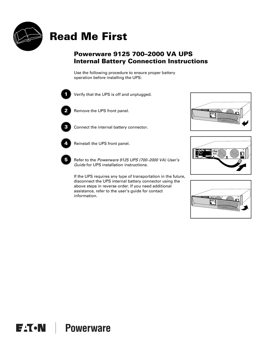 Eaton Electrical 9125 installation instructions Read Me First 