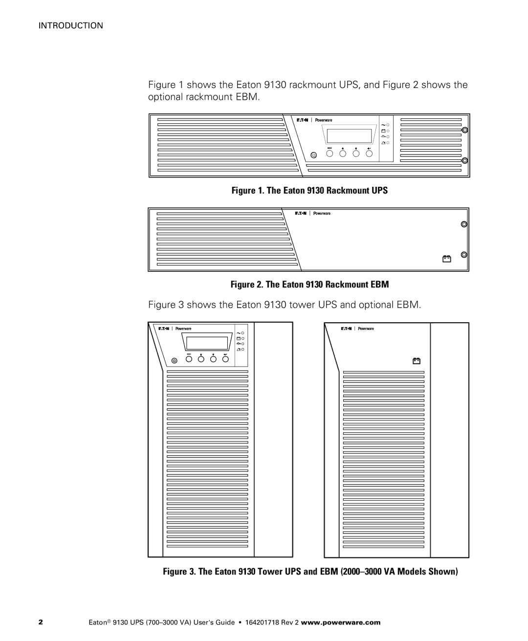 Eaton Electrical manual Shows the Eaton 9130 tower UPS and optional EBM 