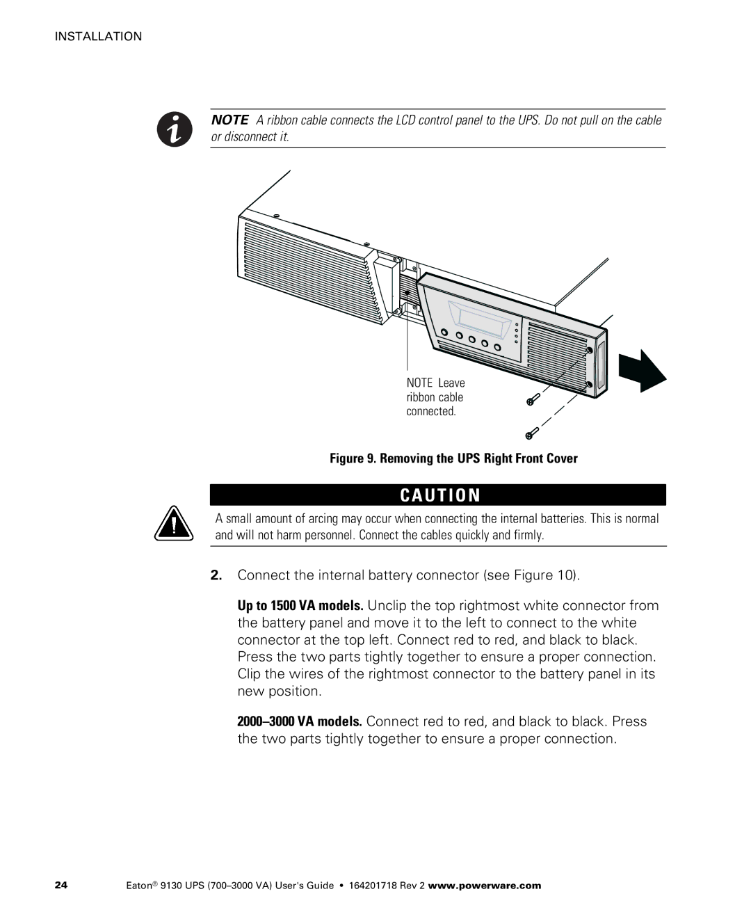 Eaton Electrical 9130 manual Removing the UPS Right Front Cover 