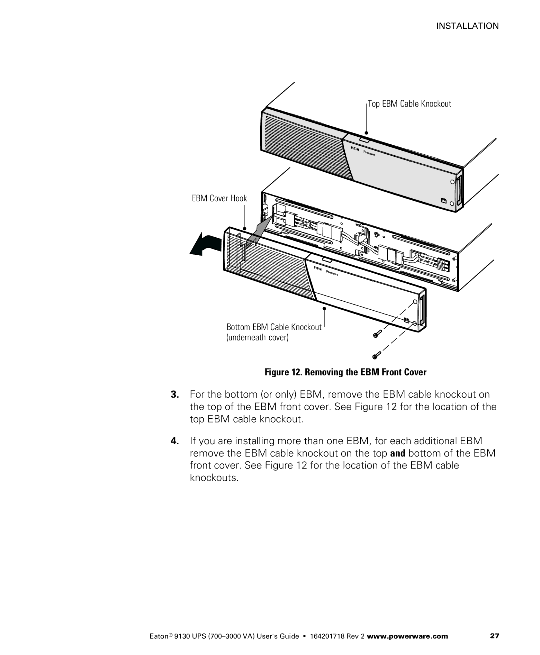 Eaton Electrical 9130 manual Removing the EBM Front Cover 