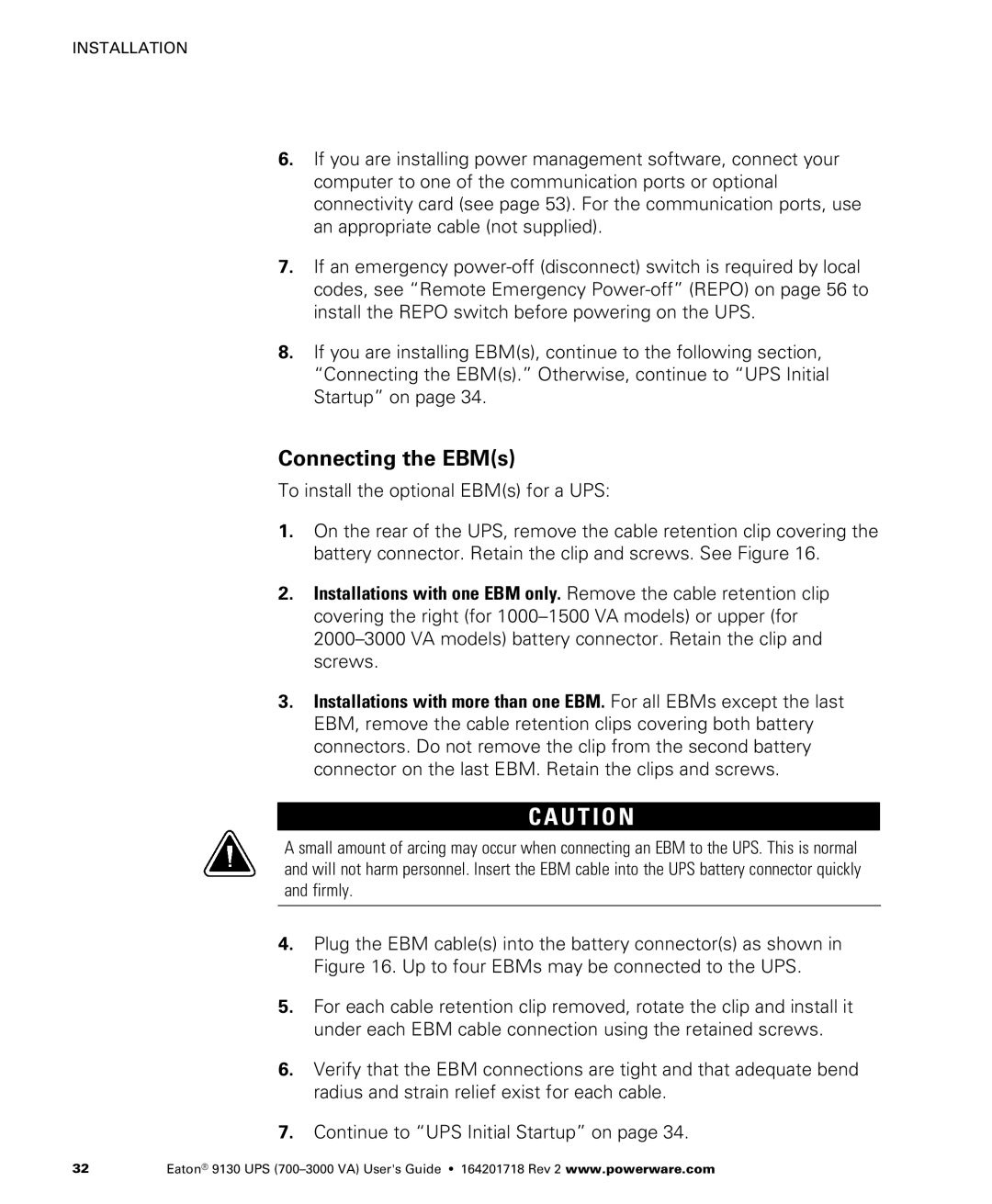 Eaton Electrical 9130 manual Connecting the EBMs 