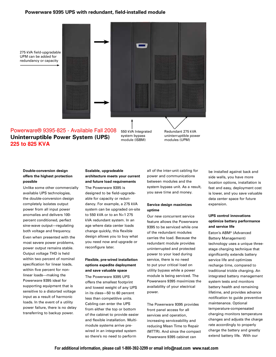 Eaton Electrical 9825 manual Uninterruptible Power System UPS, Service design maximizes uptime 