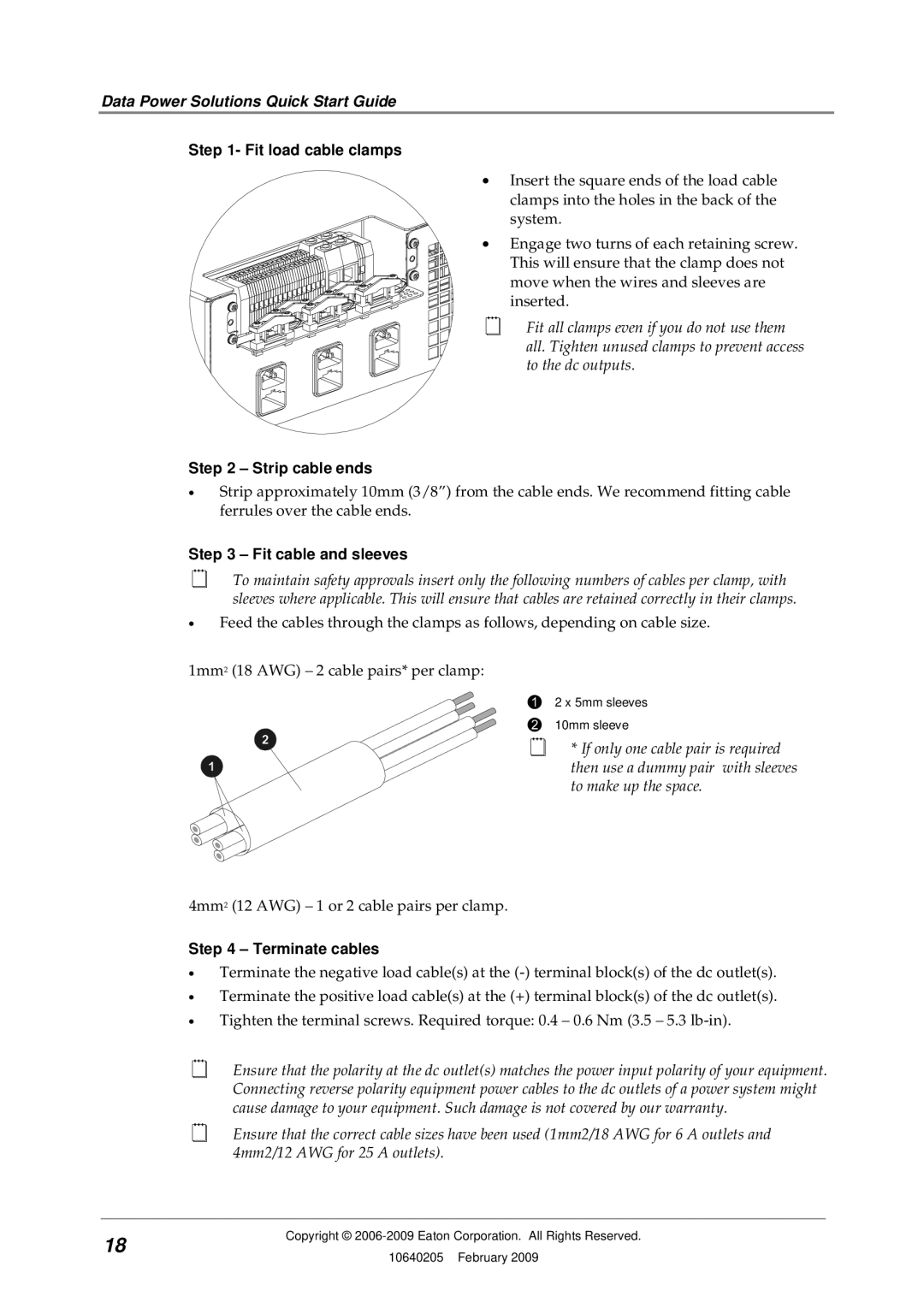 Eaton Electrical APR48, 10640205 Fit load cable clamps, Strip cable ends, Fit cable and sleeves, Terminate cables 