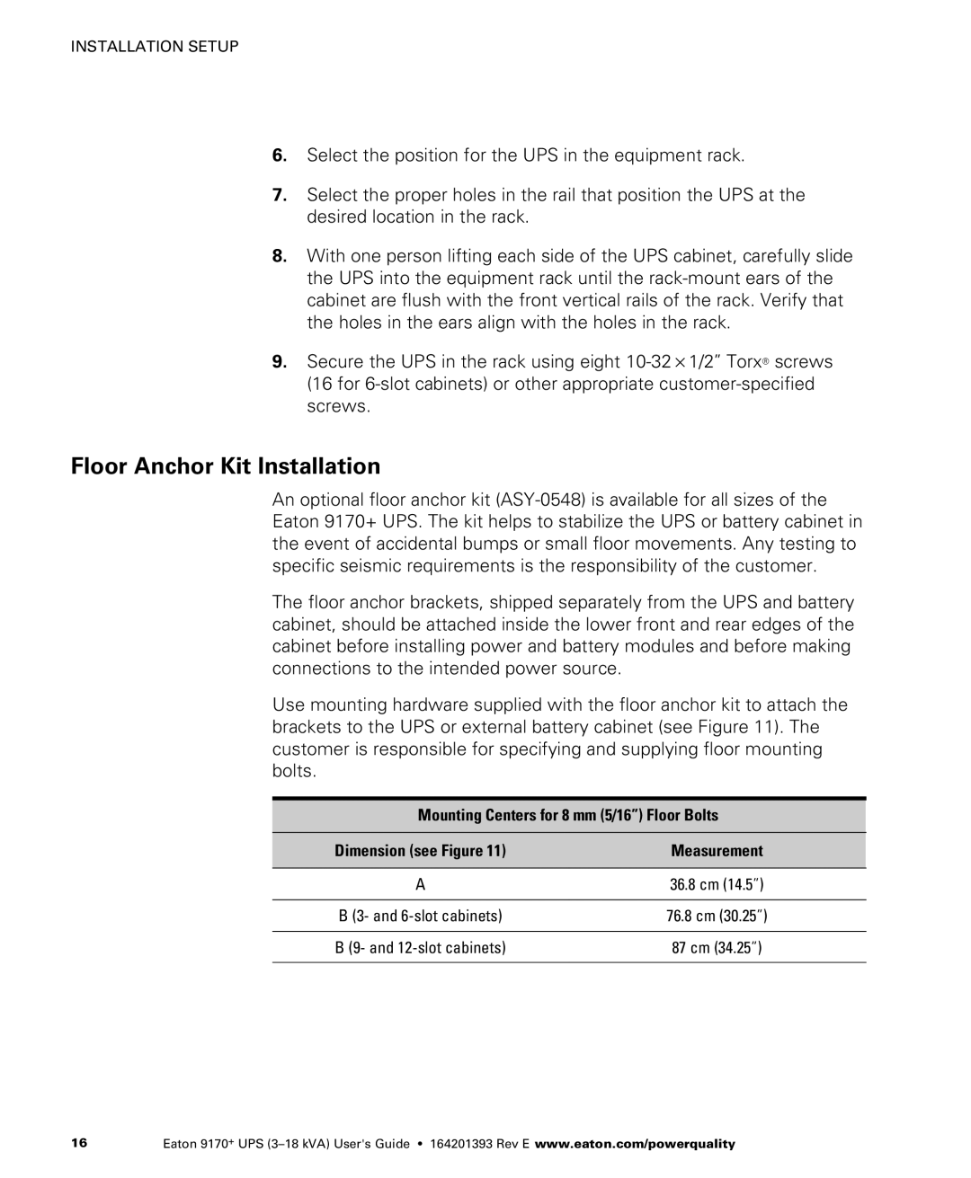 Eaton Electrical ASY0567, ASY0673, ASY0529, ASY0674 manual Floor Anchor Kit Installation 