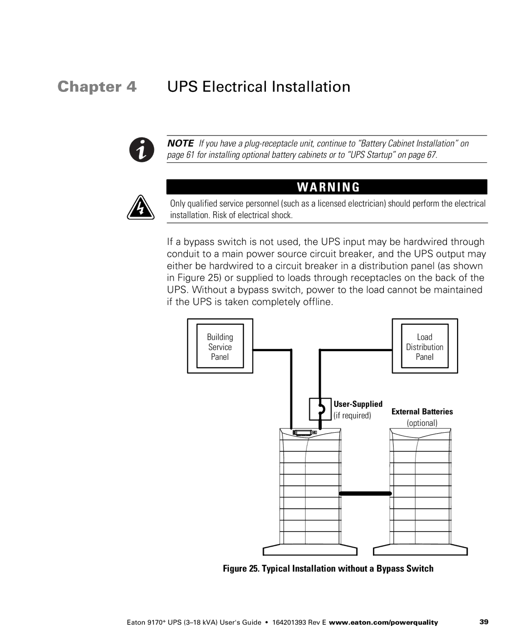 Eaton Electrical ASY0529, ASY0673, ASY0567, ASY0674 manual UPS Electrical Installation 