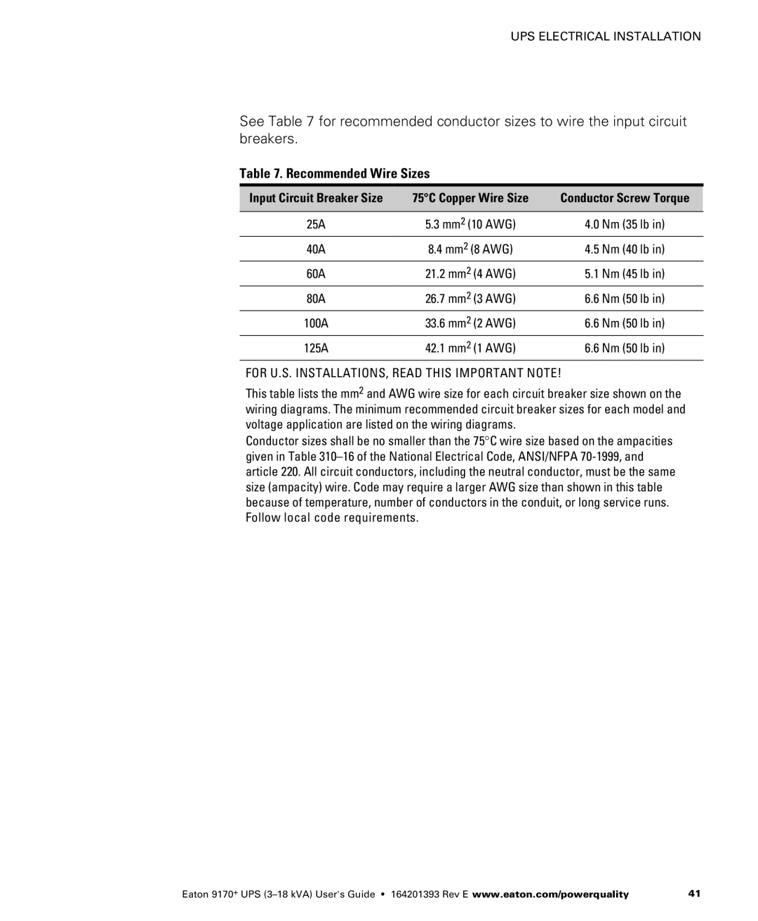 Eaton Electrical ASY0674, ASY0673, ASY0529, ASY0567 manual Recommended Wire Sizes 