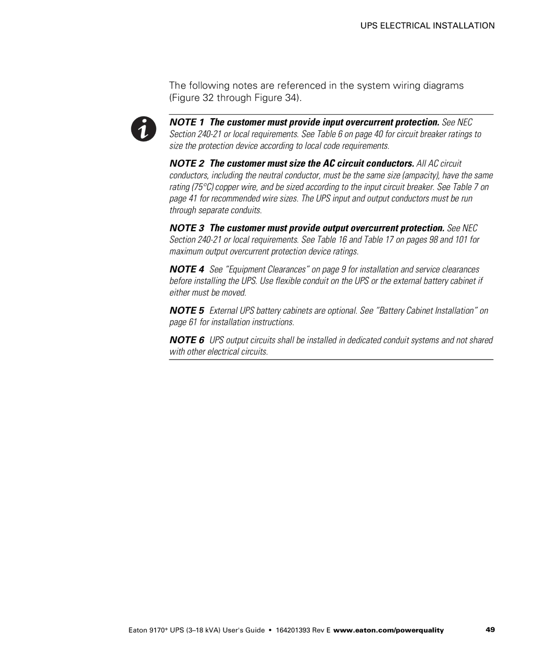 Eaton Electrical ASY0674, ASY0673, ASY0529, ASY0567 manual UPS Electrical Installation 