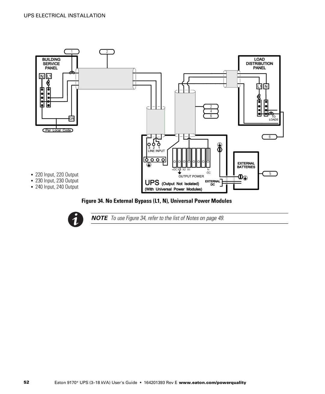 Eaton Electrical ASY0567, ASY0673, ASY0529, ASY0674 manual No External Bypass L1, N, Universal Power Modules 