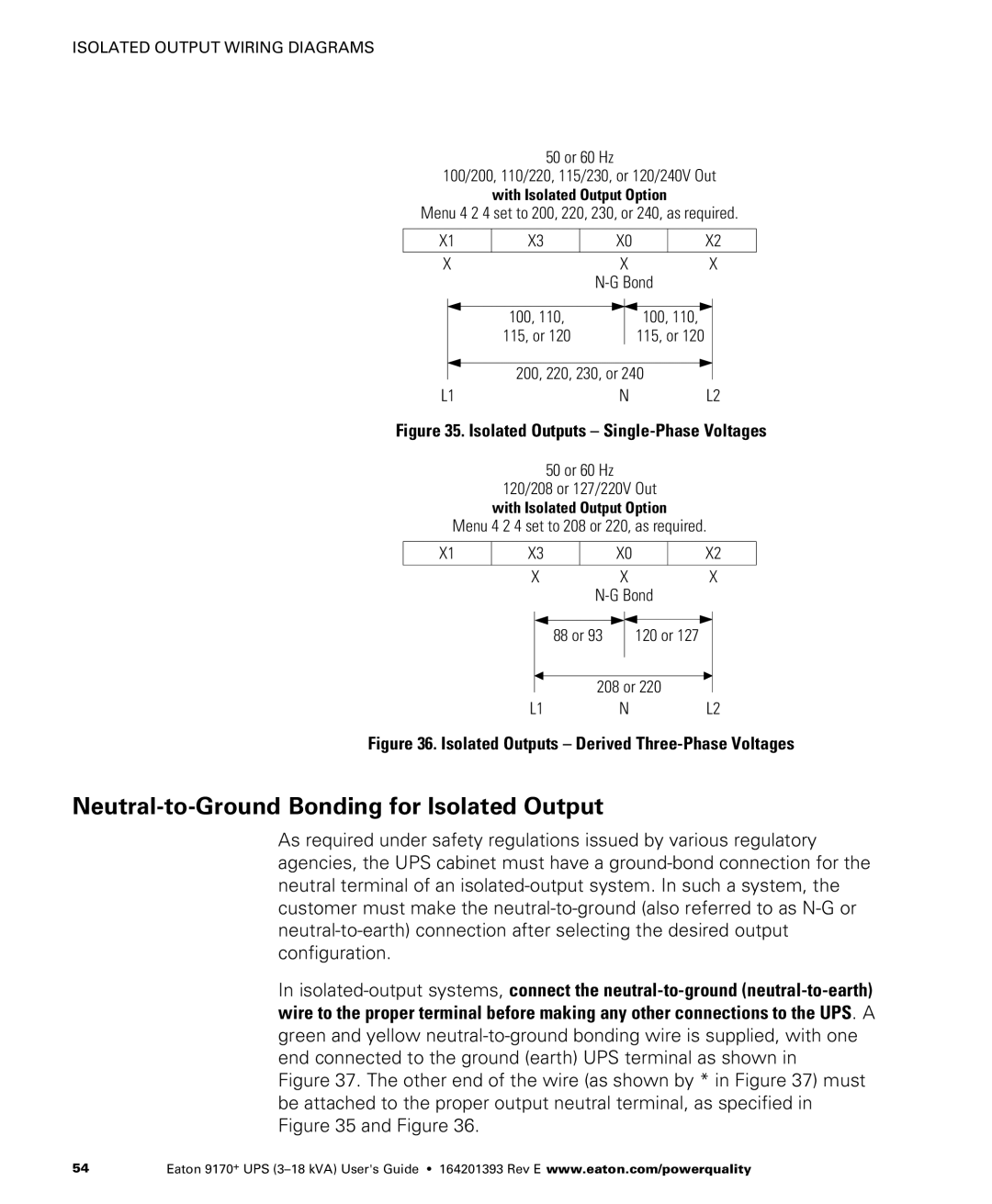 Eaton Electrical ASY0673, ASY0529, ASY0567 manual Neutral-to-Ground Bonding for Isolated Output, With Isolated Output Option 