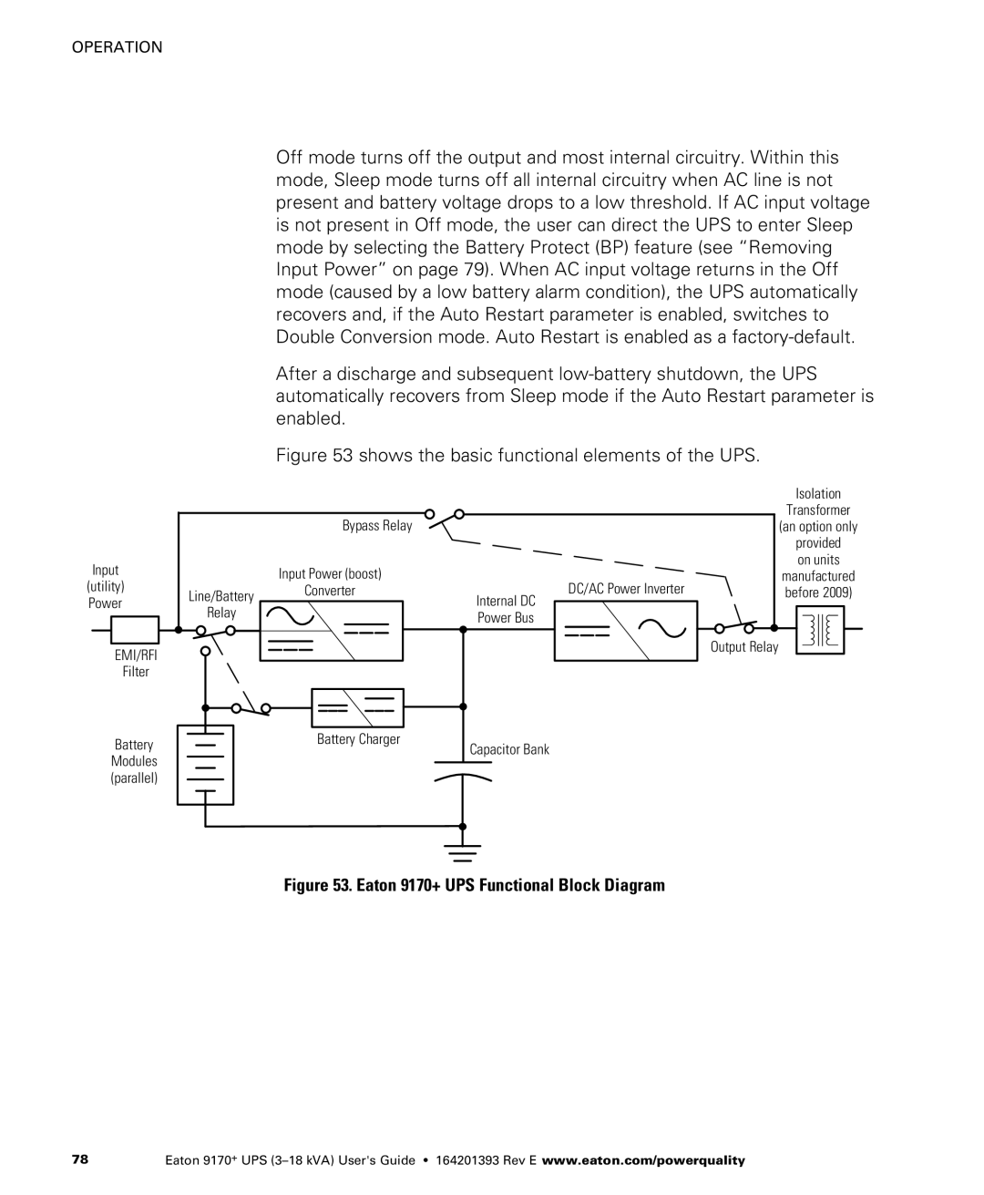 Eaton Electrical ASY0673, ASY0529, ASY0567, ASY0674 manual Shows the basic functional elements of the UPS 