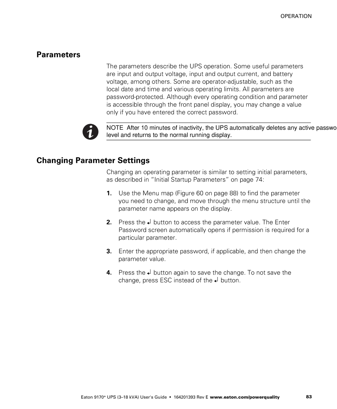 Eaton Electrical ASY0529, ASY0673, ASY0567, ASY0674 manual Parameters, Changing Parameter Settings 