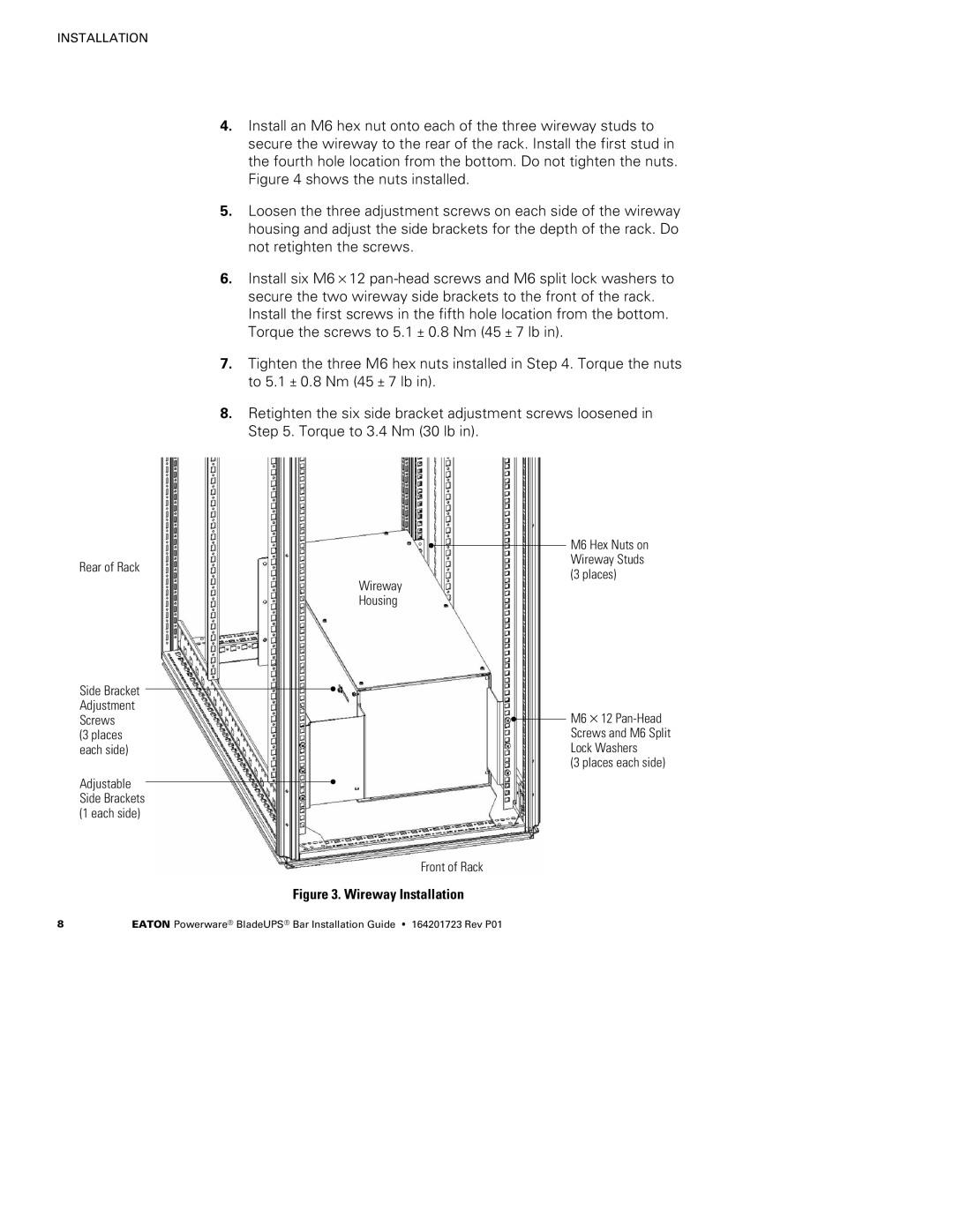 Eaton Electrical BladeUPS Bar manual Wireway Installation 