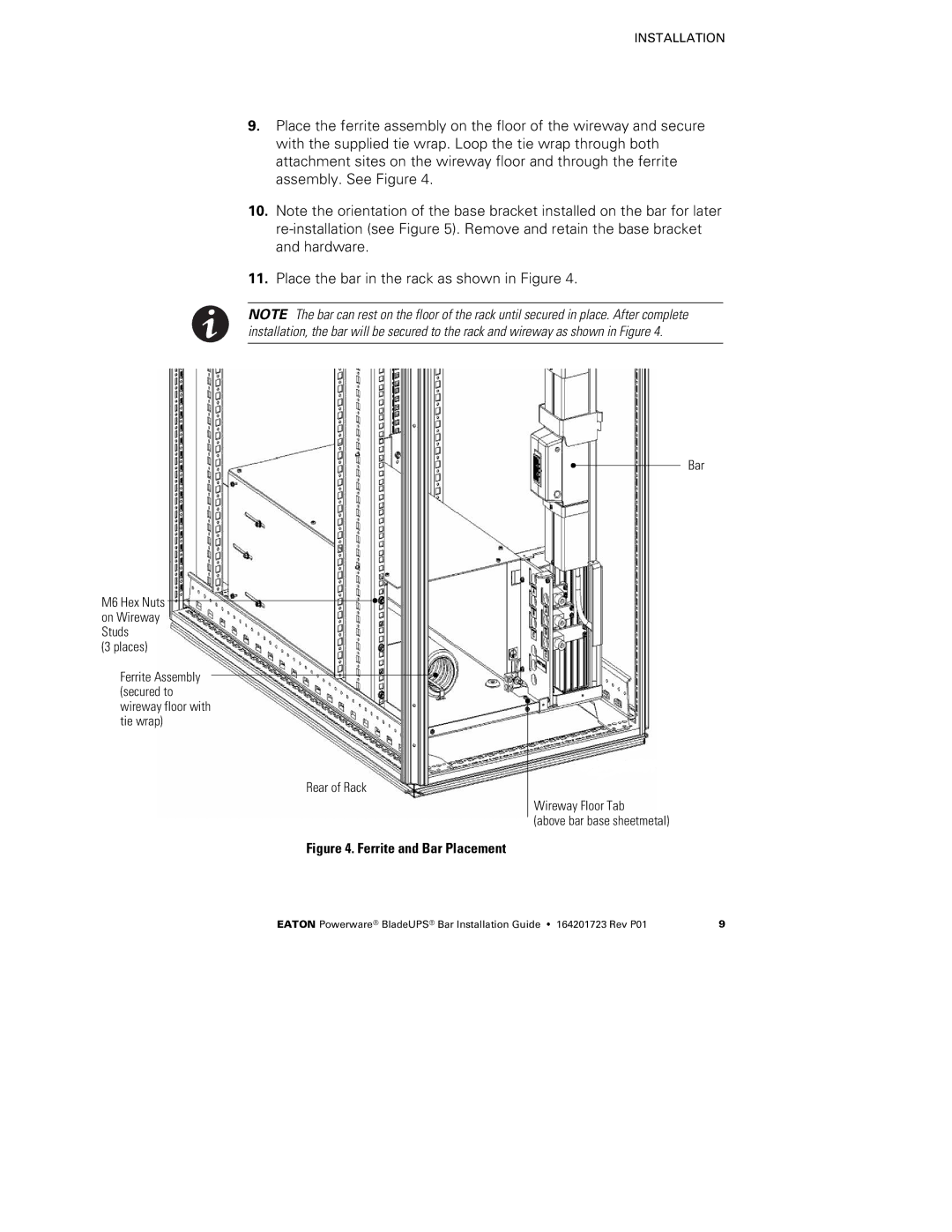 Eaton Electrical BladeUPS Bar manual Ferrite and Bar Placement 