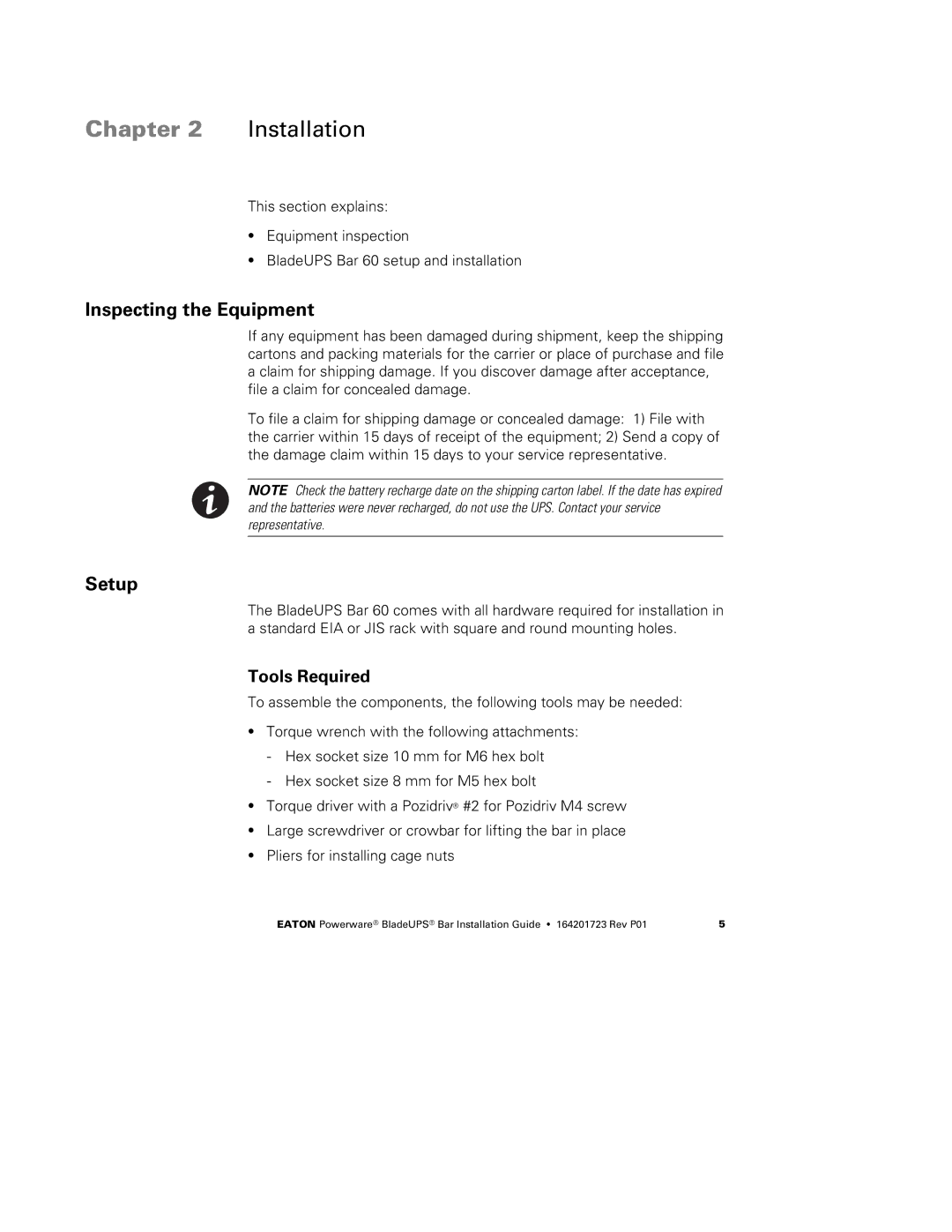 Eaton Electrical BladeUPS Bar manual Chapter Installation 