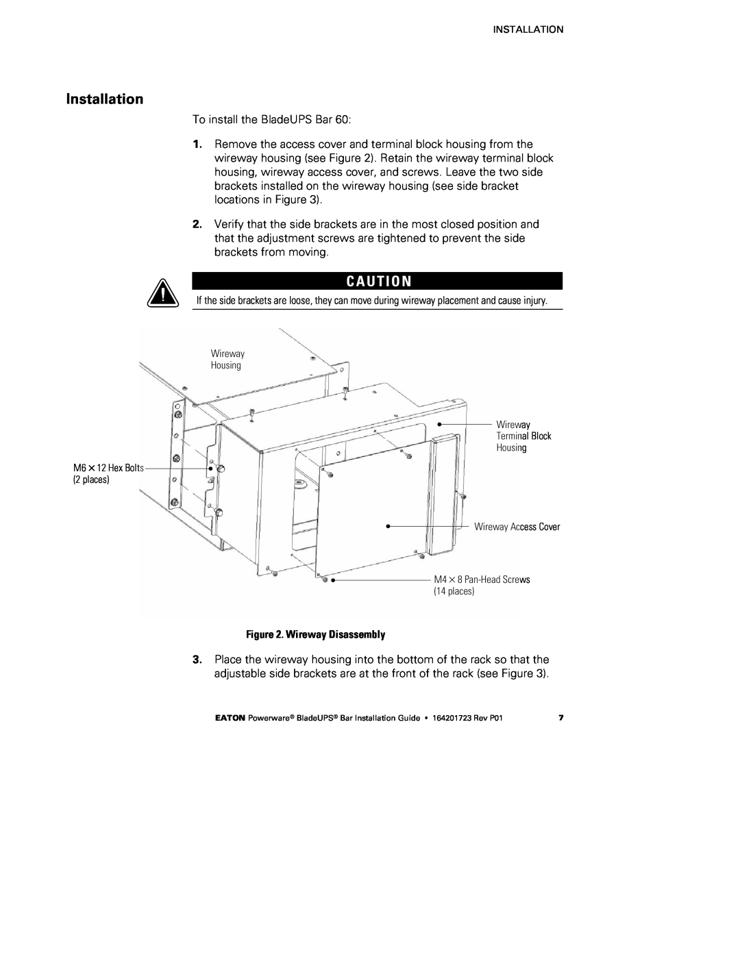 Eaton Electrical BladeUPS Bar manual Installation, C A U T I O N 