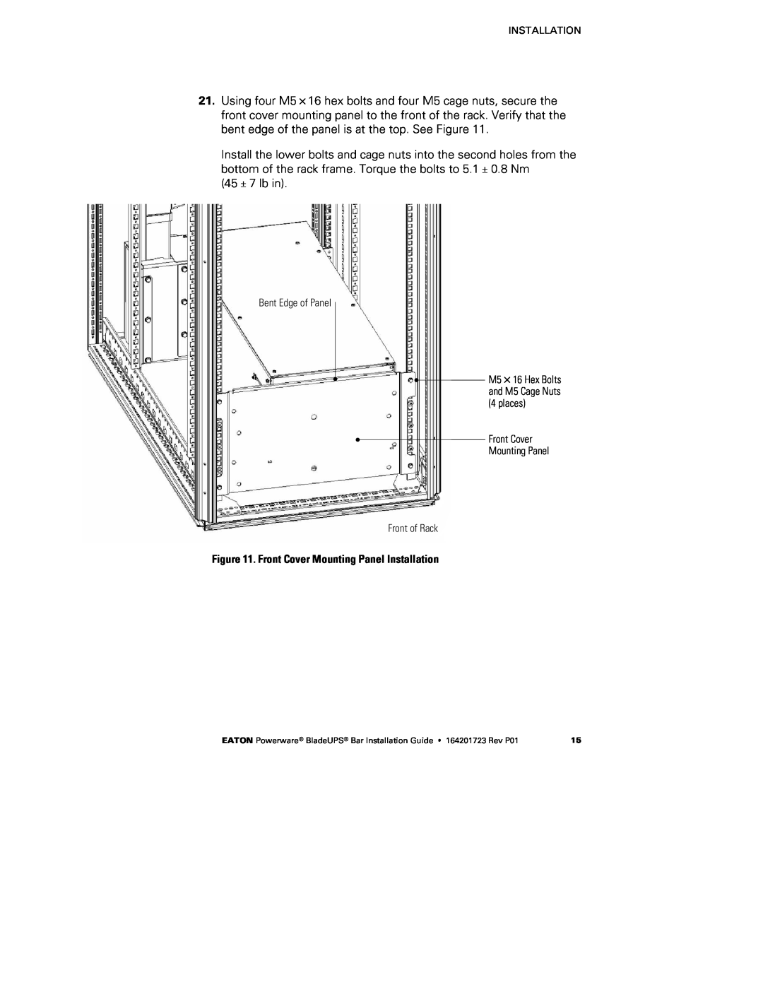 Eaton Electrical BladeUPS Bar manual 45 ± 7 lb in 