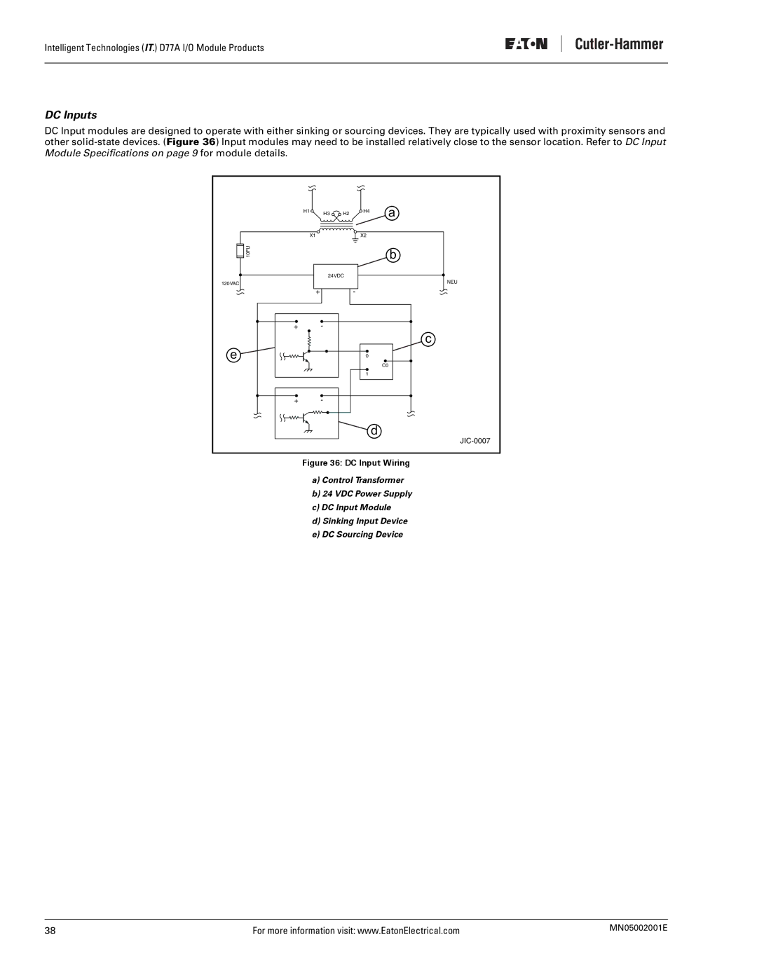 Eaton Electrical D77A user manual DC Inputs, DC Input Wiring 