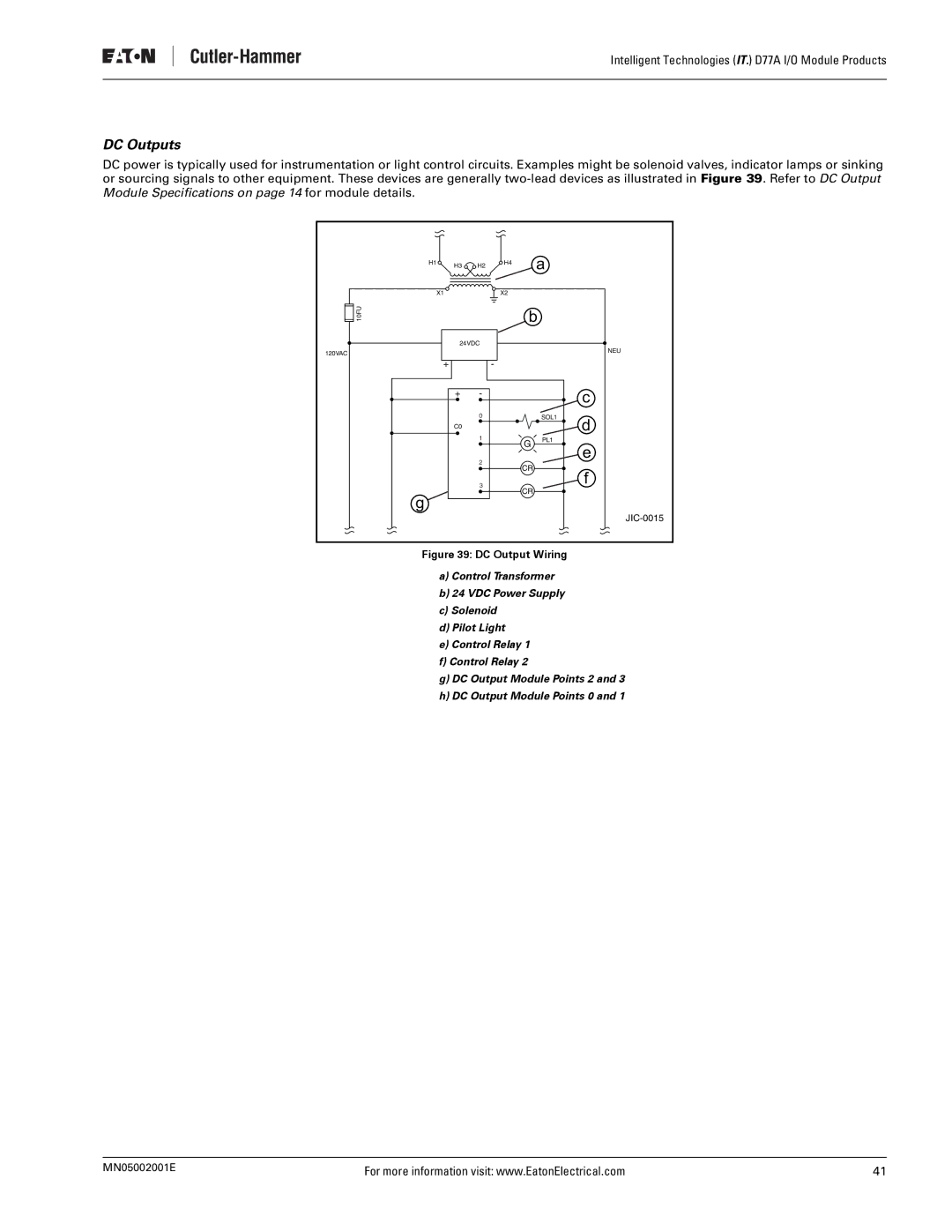 Eaton Electrical D77A user manual DC Outputs, DC Output Wiring 