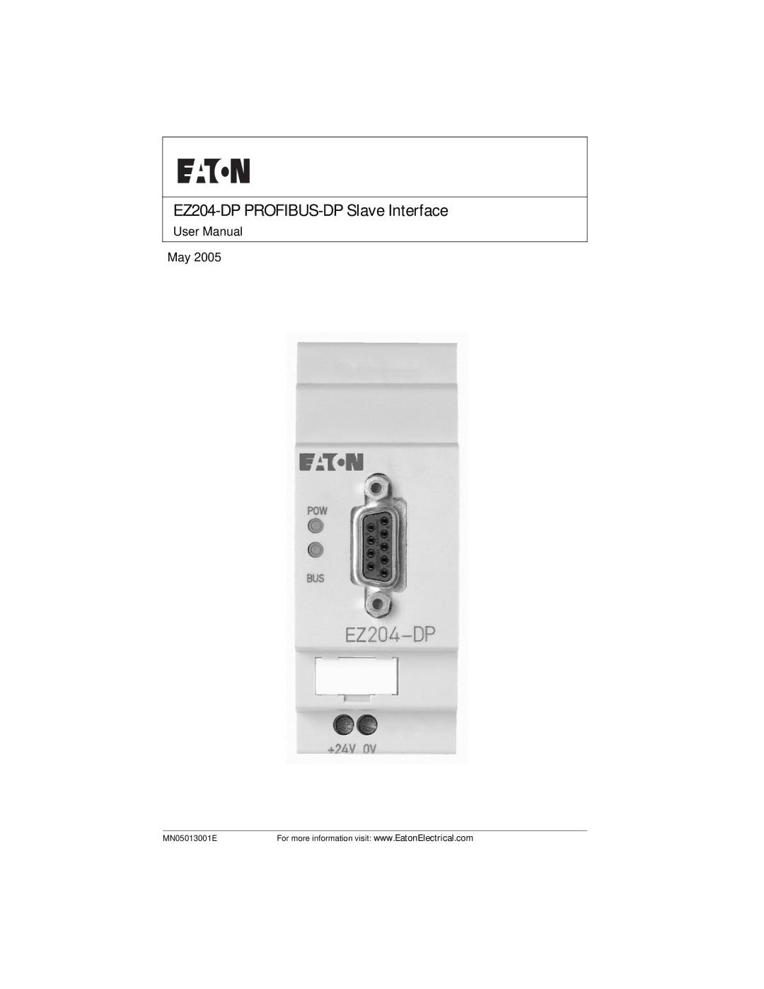 Eaton Electrical user manual EZ204-DP PROFIBUS-DP Slave Interface, May 