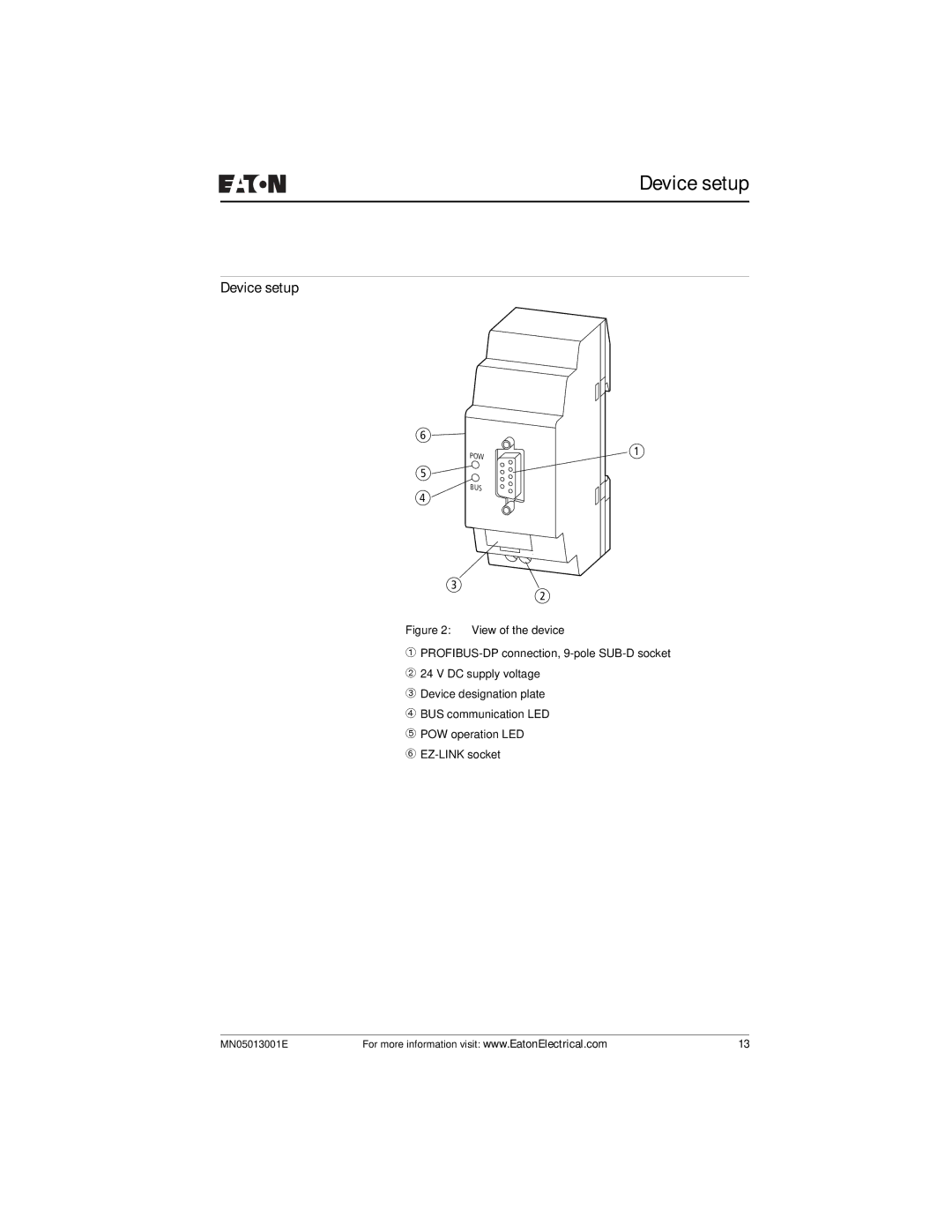 Eaton Electrical EZ204-DP user manual Device setup 