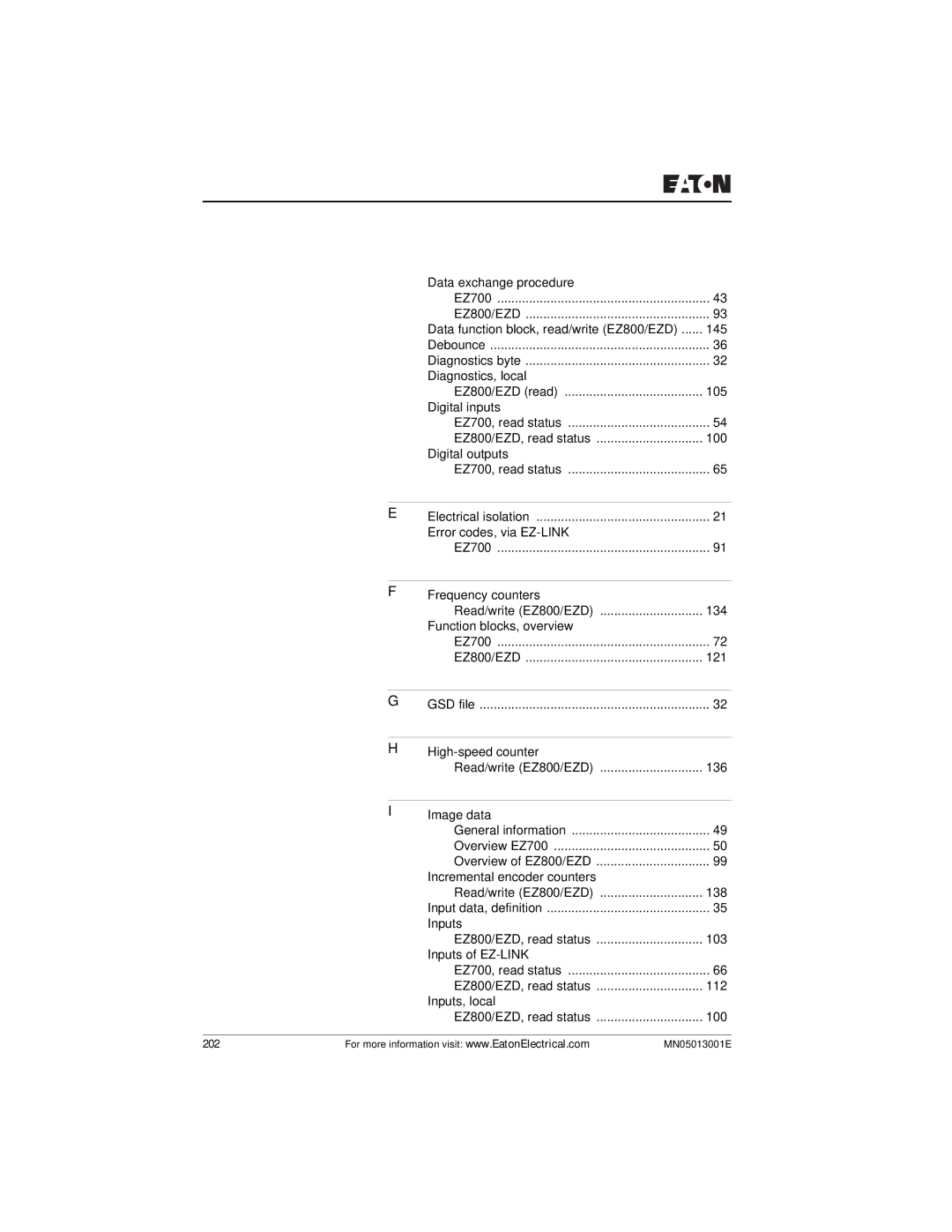 Eaton Electrical EZ204-DP user manual EZ800/EZD 