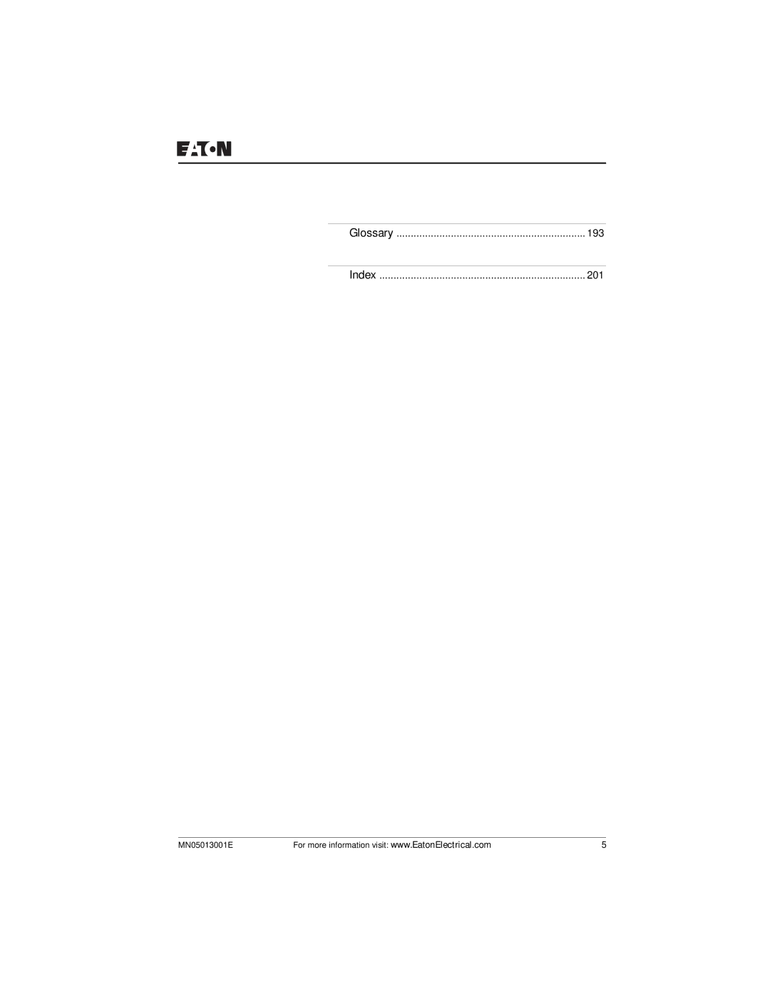 Eaton Electrical EZ204-DP user manual Glossary 193 Index 201 