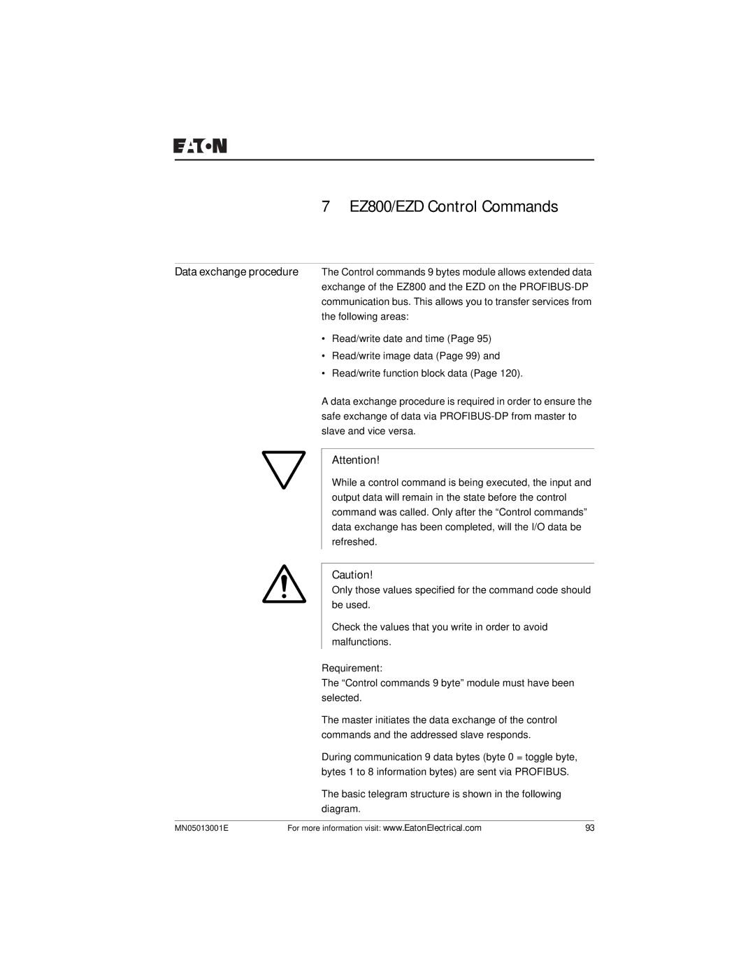 Eaton Electrical EZ204-DP user manual EZ800/EZD Control Commands 