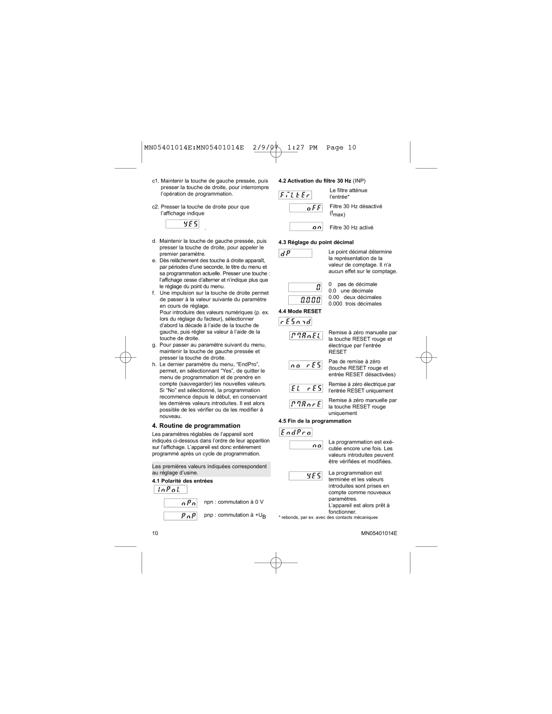 Eaton Electrical MN05401014E manual Routine de programmation 