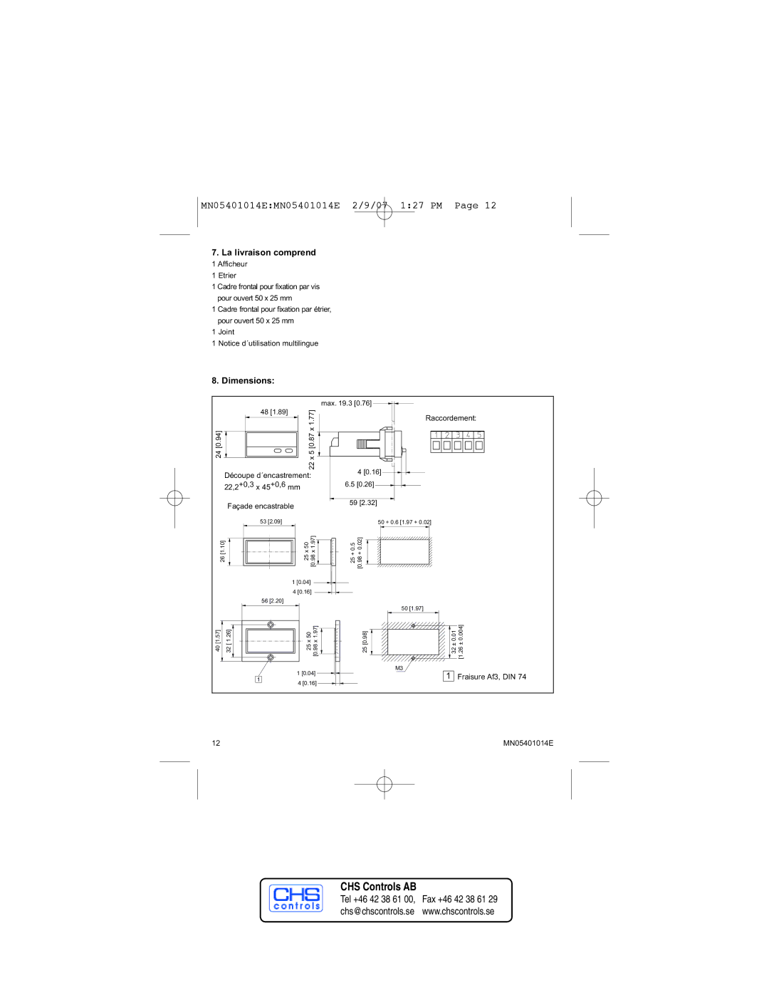 Eaton Electrical MN05401014E manual La livraison comprend, Dimensions 