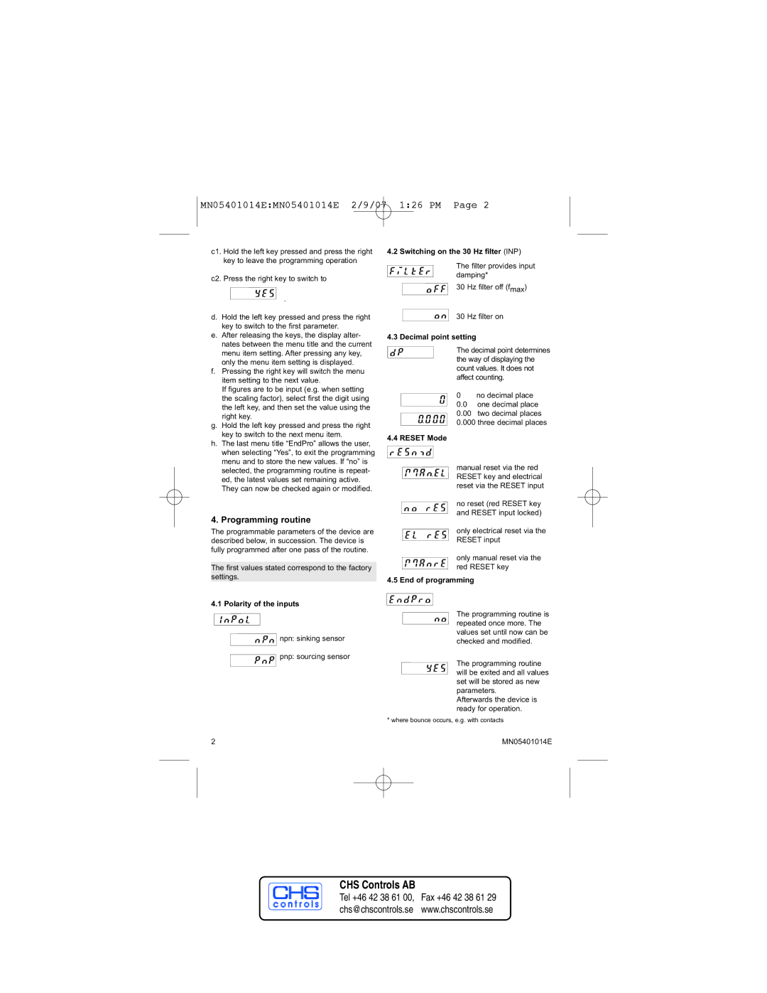 Eaton Electrical MN05401014E manual Programming routine 