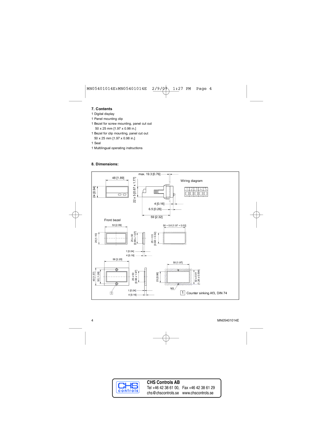 Eaton Electrical MN05401014E manual Contents, Dimensions 