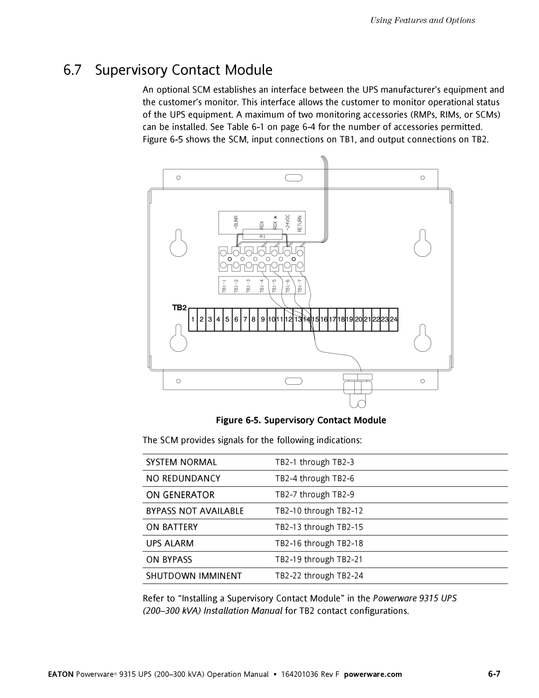 Eaton Electrical Powerware 9315 operation manual Supervisory Contact Module, On Generator 