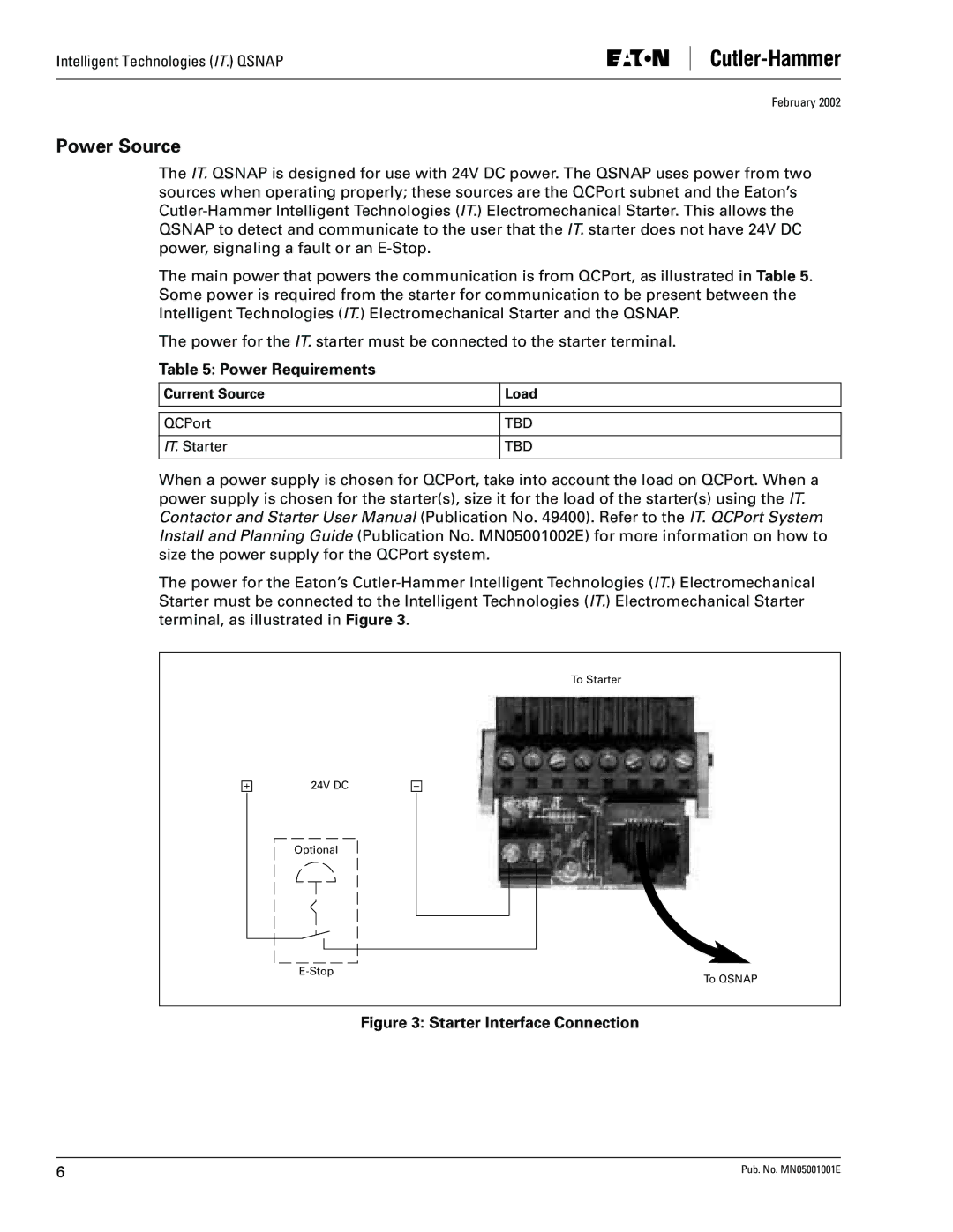 Eaton Electrical QSNAP user manual Power Source, Power Requirements, Current Source, Load 