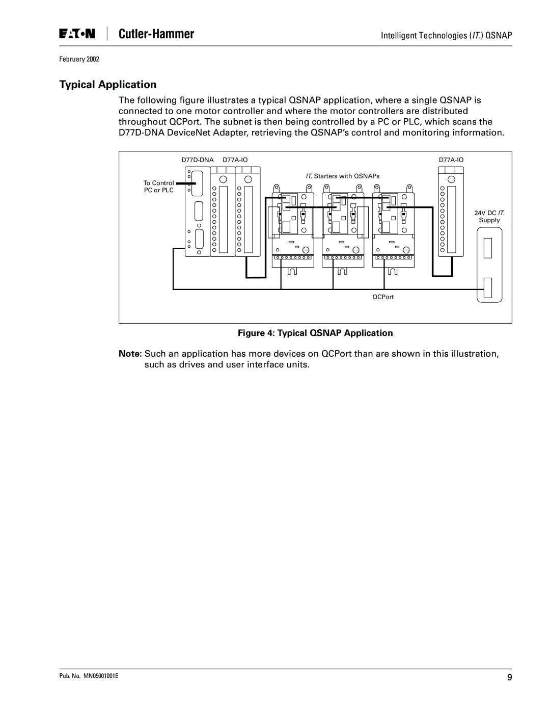 Eaton Electrical QSNAP user manual Typical Application, Typical Qsnap Application 