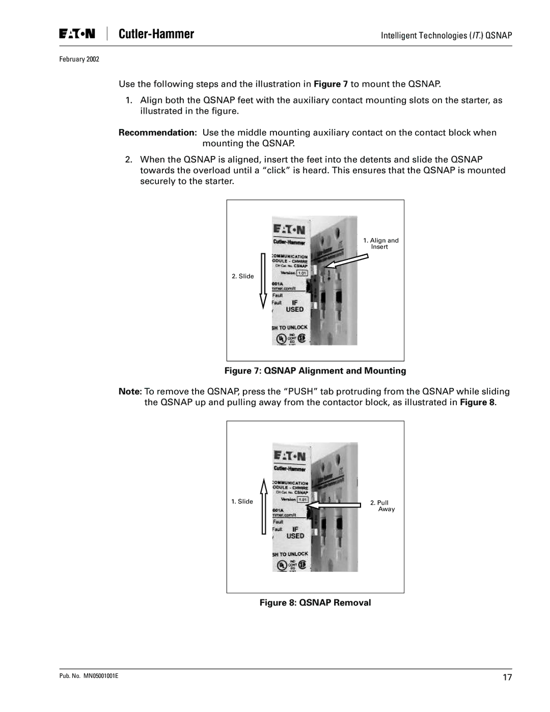 Eaton Electrical QSNAP user manual Qsnap Alignment and Mounting 