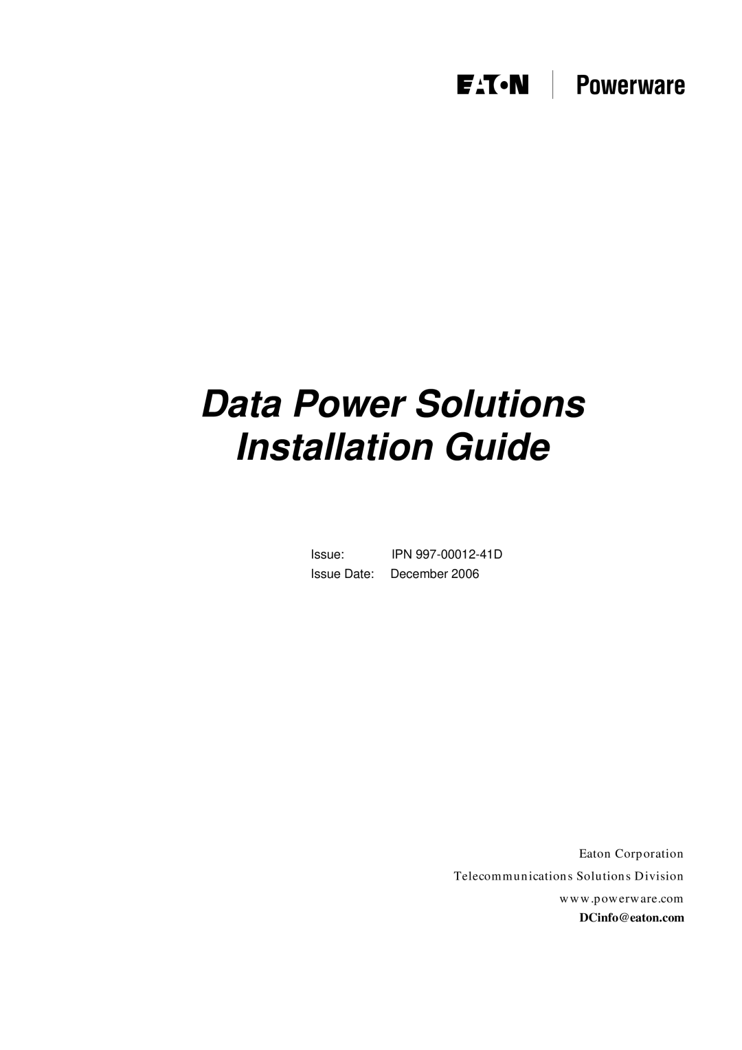 Eaton Electrical SC200 manual Data Power Solutions Installation Guide 