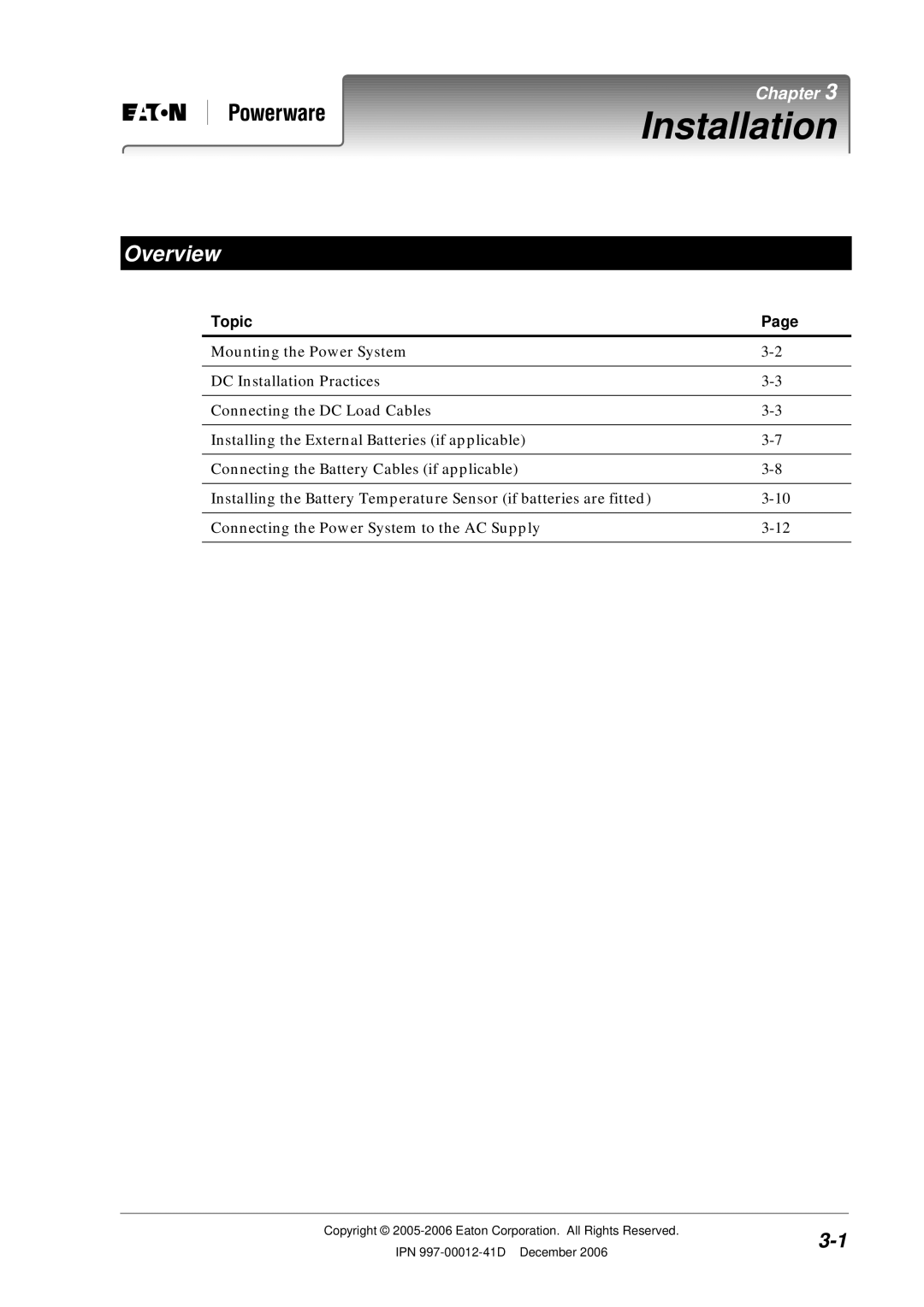 Eaton Electrical SC200 manual Installation, Overview 