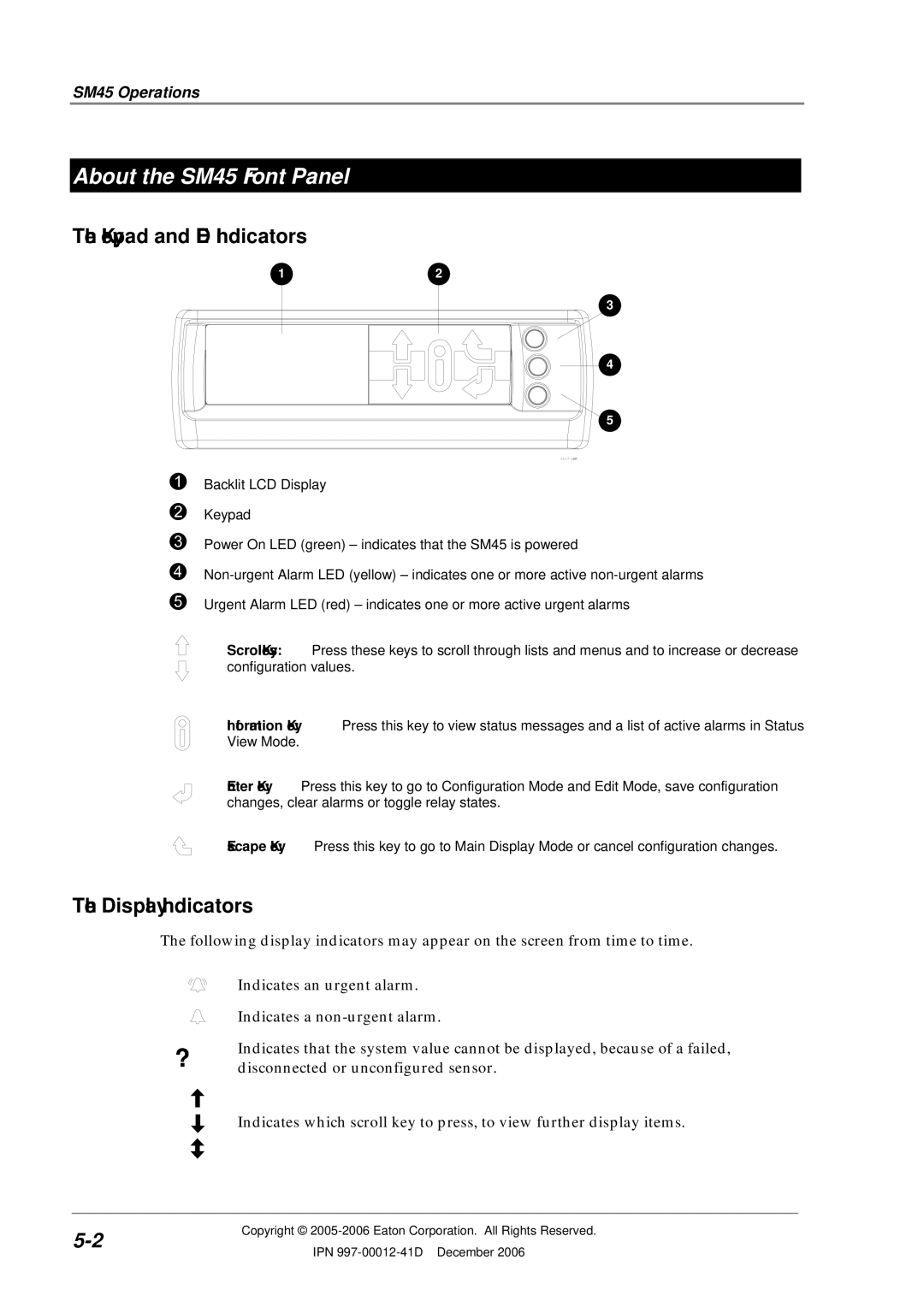 Eaton Electrical SC200 manual About the SM45 Front Panel, SM45 Operations 