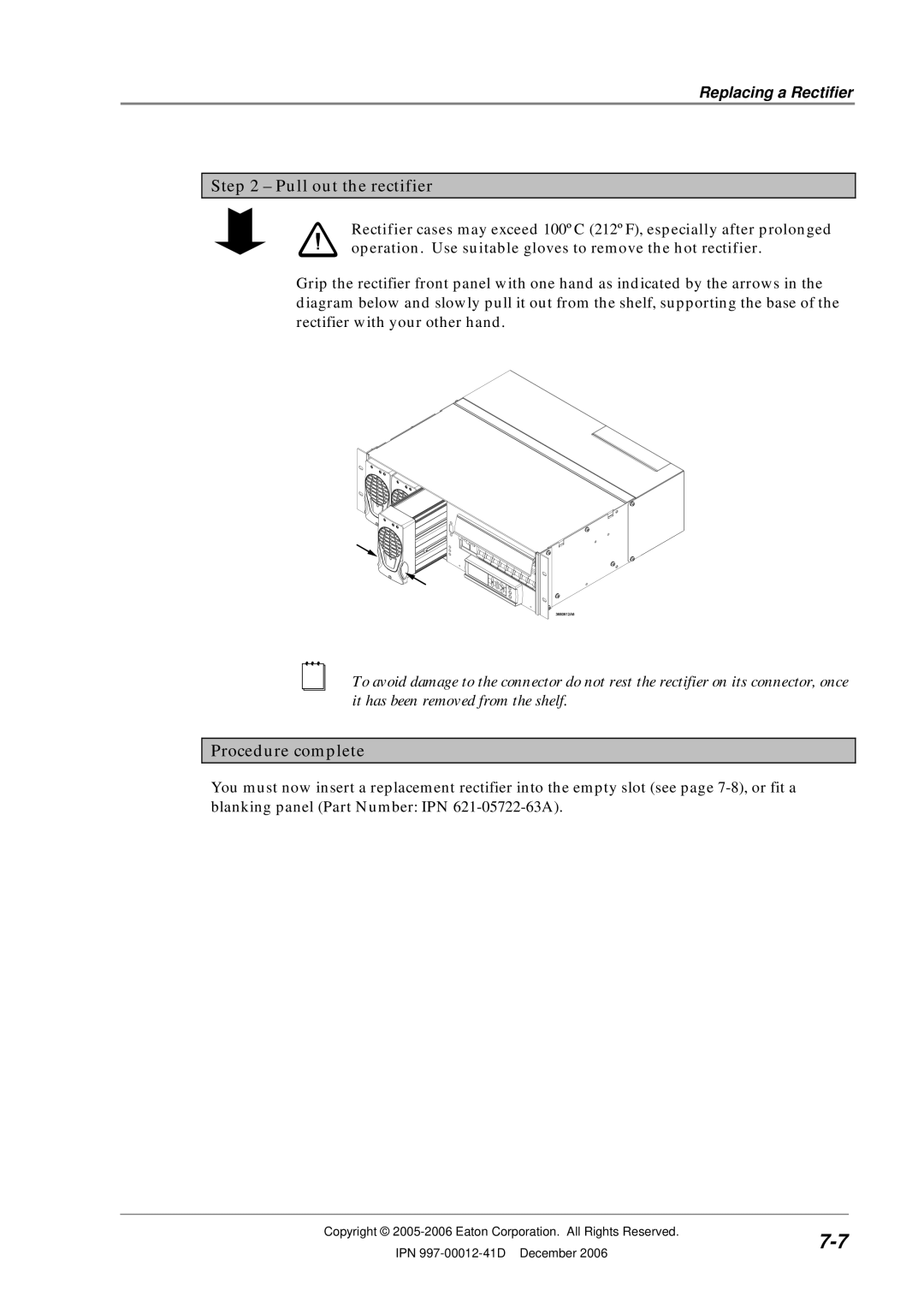 Eaton Electrical SC200 manual Pull out the rectifier, Replacing a Rectifier 