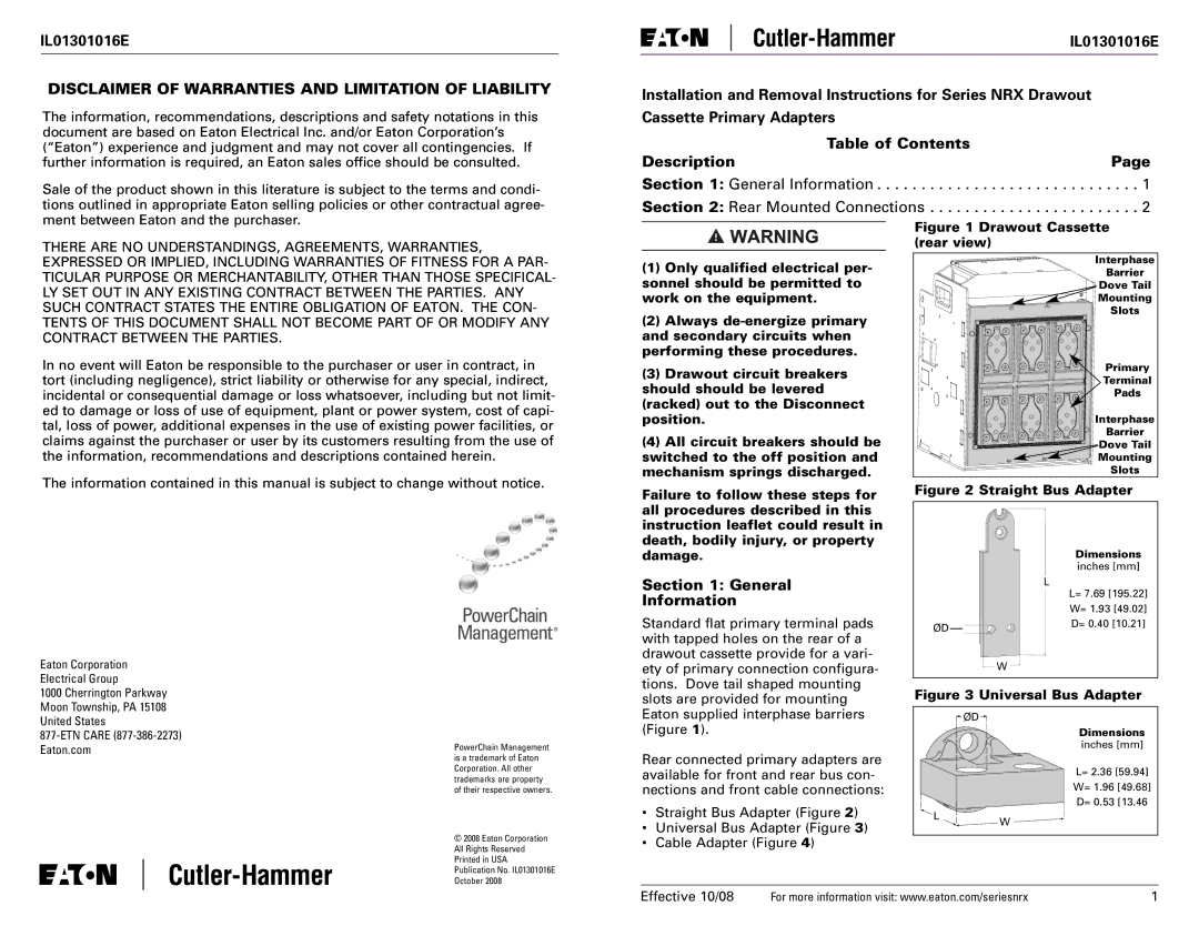 Eaton Electrical Series NRX dimensions Interphase, Barrier, Dove Tail, Mounting, Slots, Primary, Terminal, Pads 