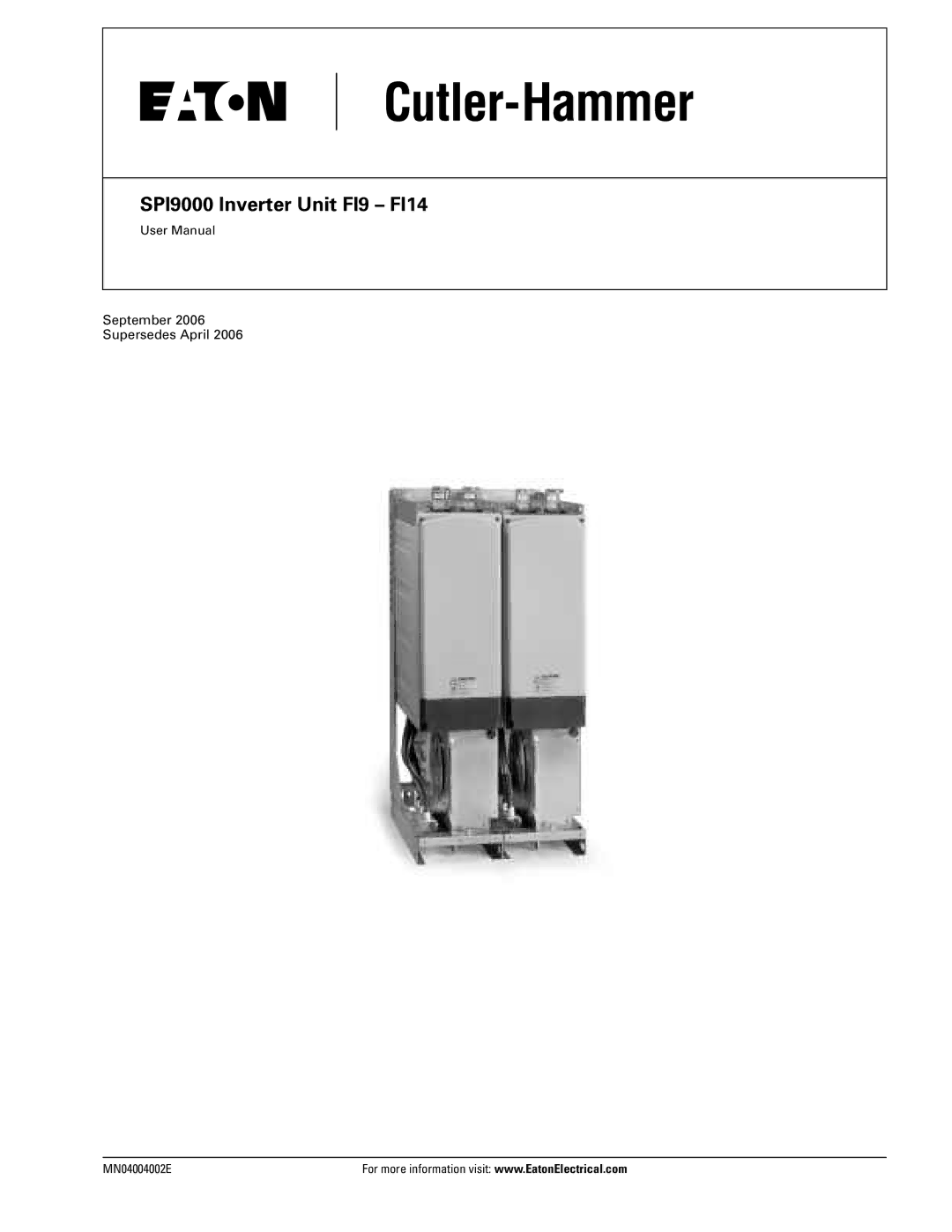 Eaton Electrical user manual SPI9000 Inverter Unit FI9 FI14 