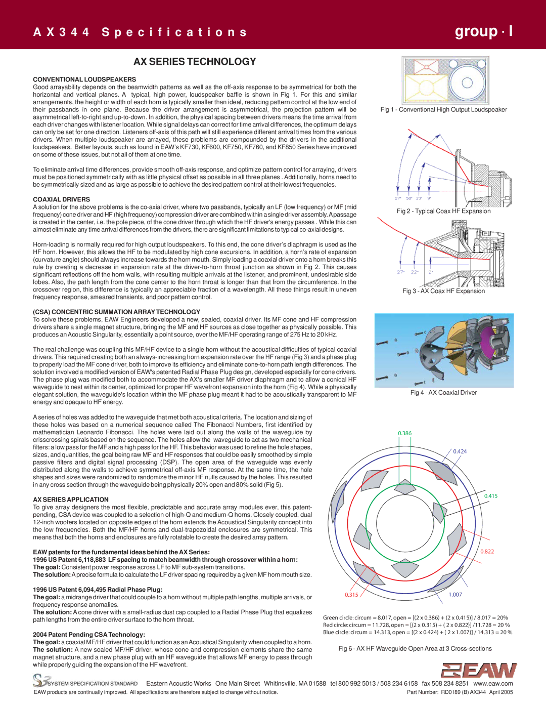 EAW AX344 specifications AX Series Technology, Conventional Loudspeakers 