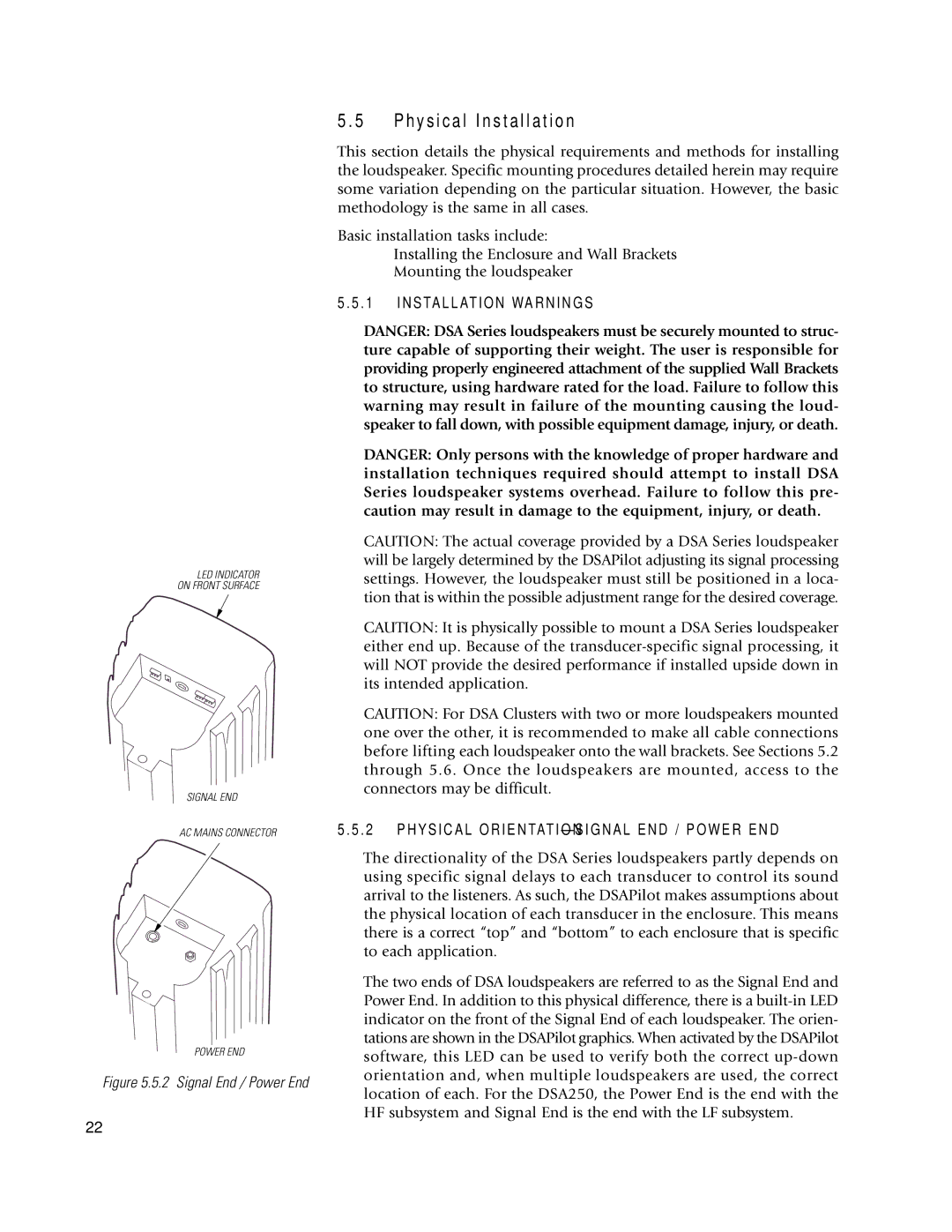 EAW DSA250 & DSA230 owner manual Signal End / Power End 