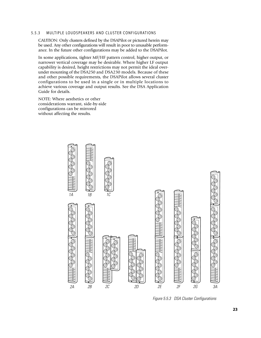 EAW DSA250 & DSA230 owner manual DSA Cluster Configurations 