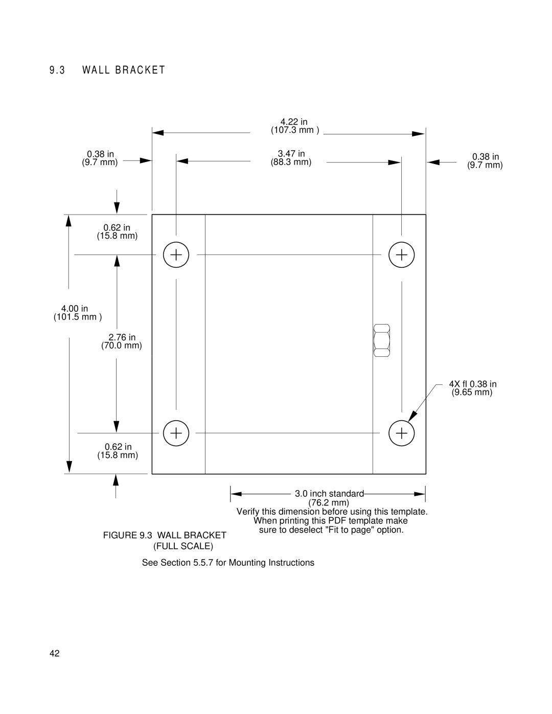 EAW DSA250 & DSA230 owner manual WA L L B R a C K E T, 107.3 mm, 15.8 mm 101.5 mm 70.0 mm, 4X Ø 0.38 65 mm 