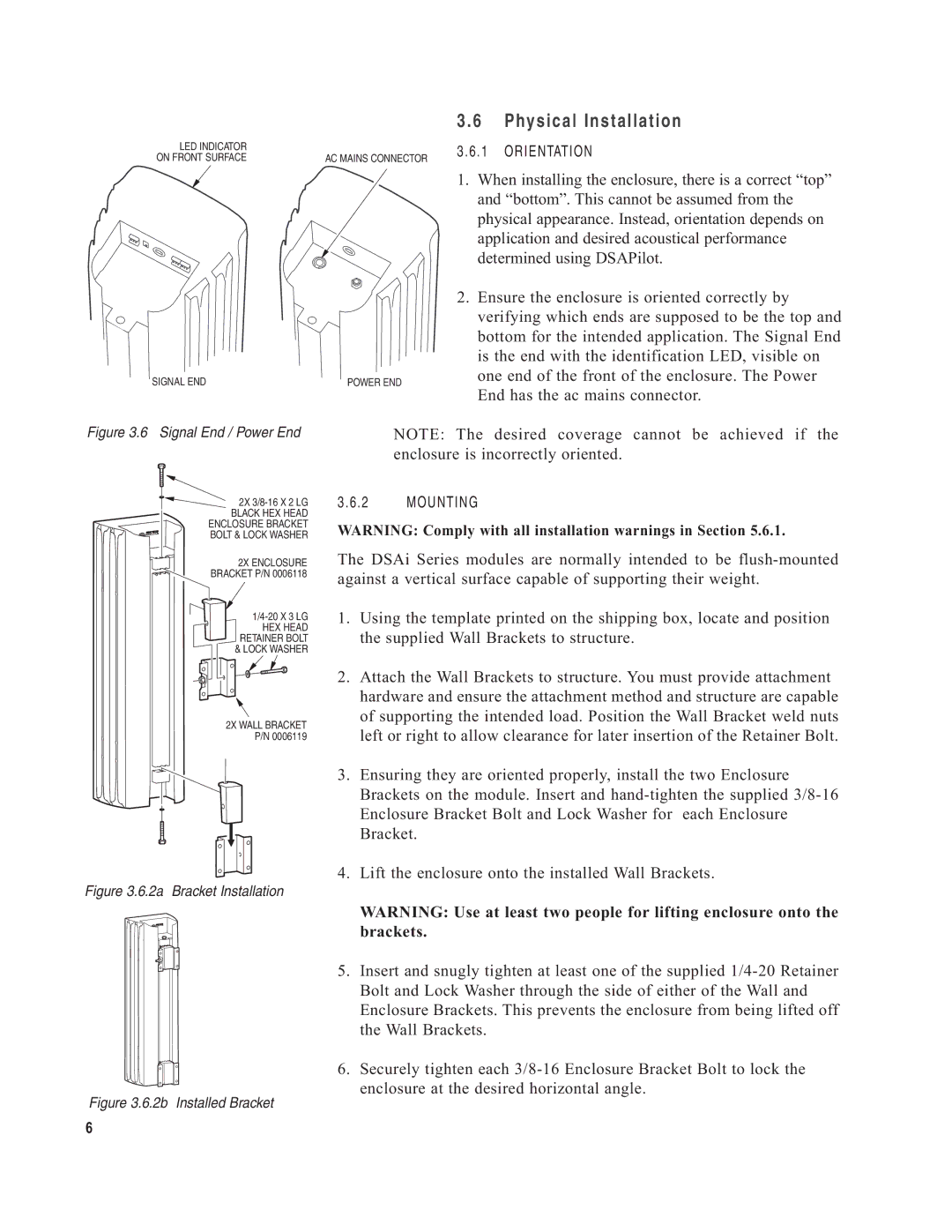 EAW DSA250i, DSA230i owner manual Physical Installation, Signal End / Power End 