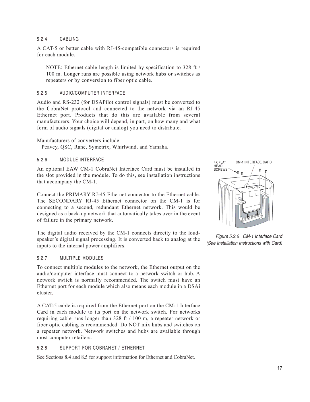 EAW DSA230i, DSA250i owner manual Cabling 